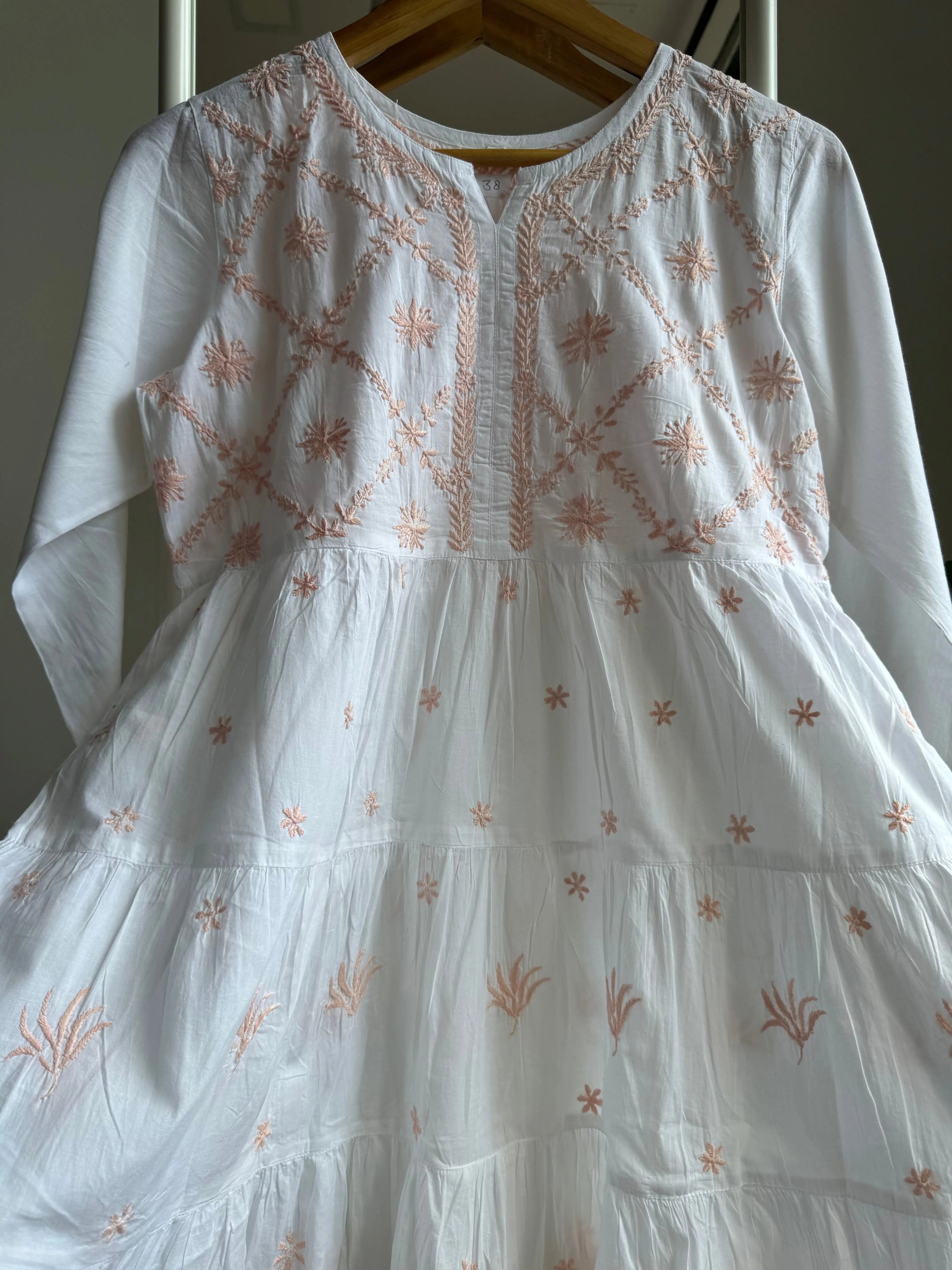 Chikankari Short white Dress - Mul Cotton ARIAA CHIKANKARI 