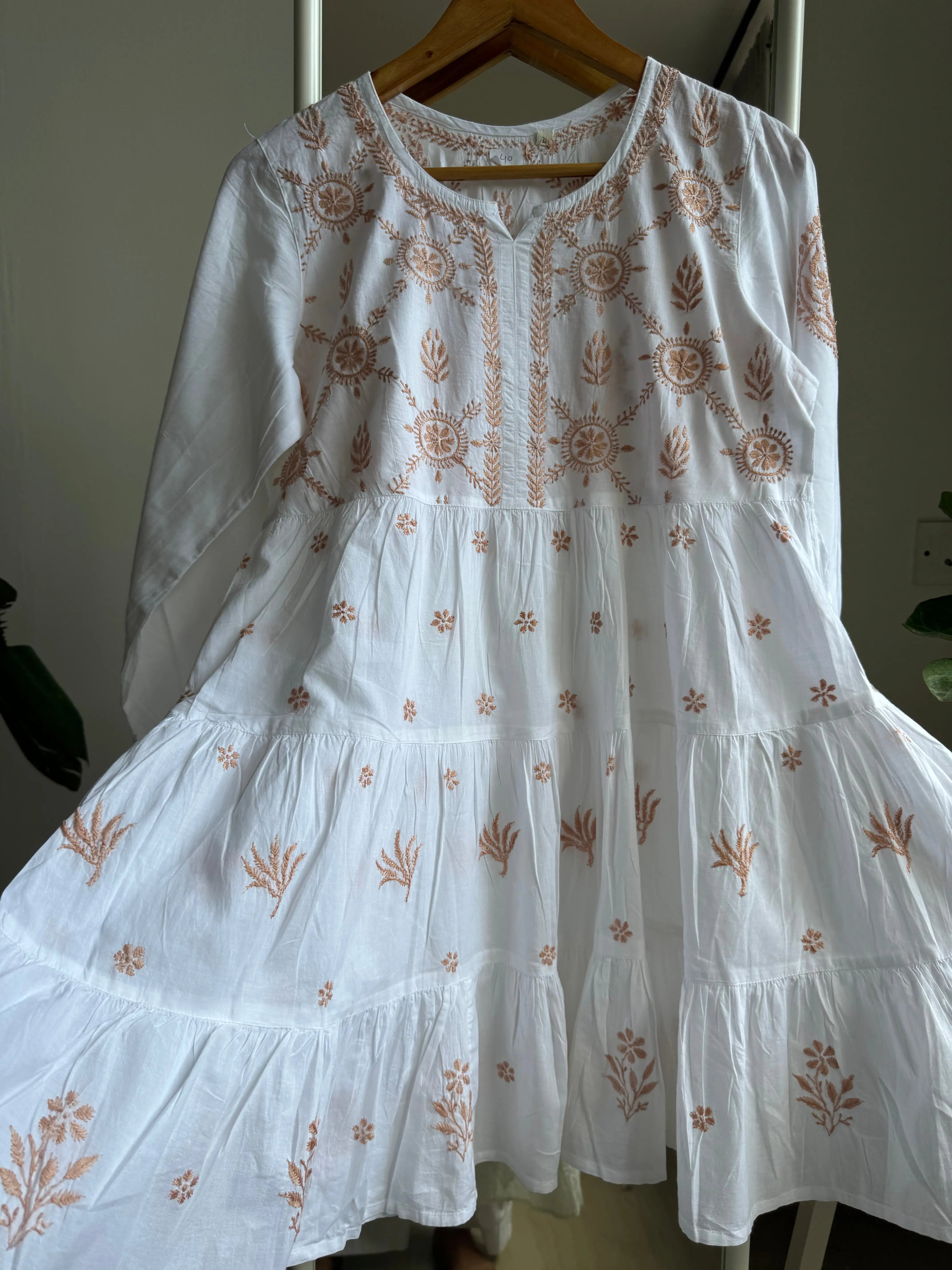 Chikankari Short white Dress - Mul Cotton ARIAA CHIKANKARI 