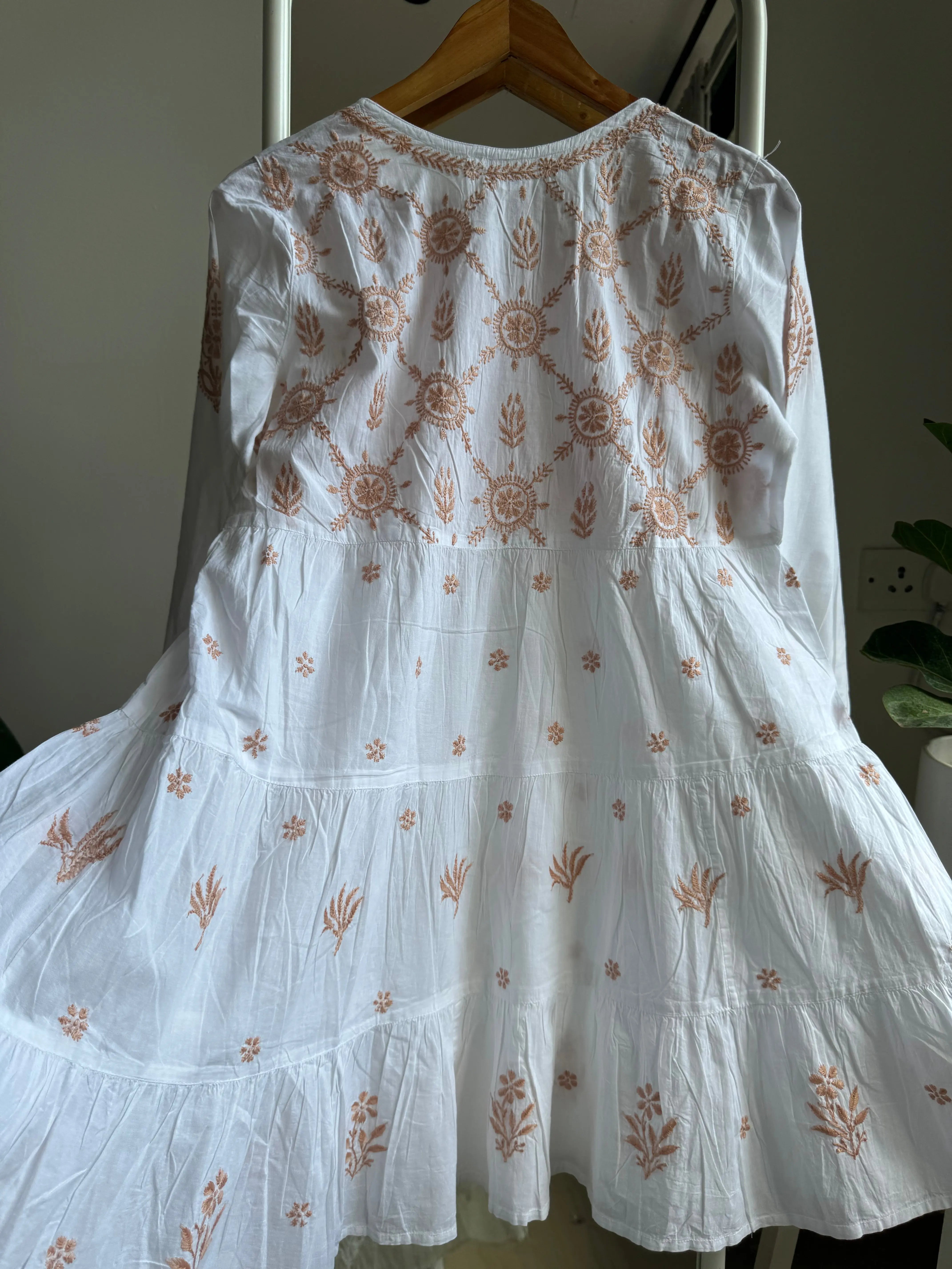 Chikankari Short white Dress - Mul Cotton ARIAA CHIKANKARI 