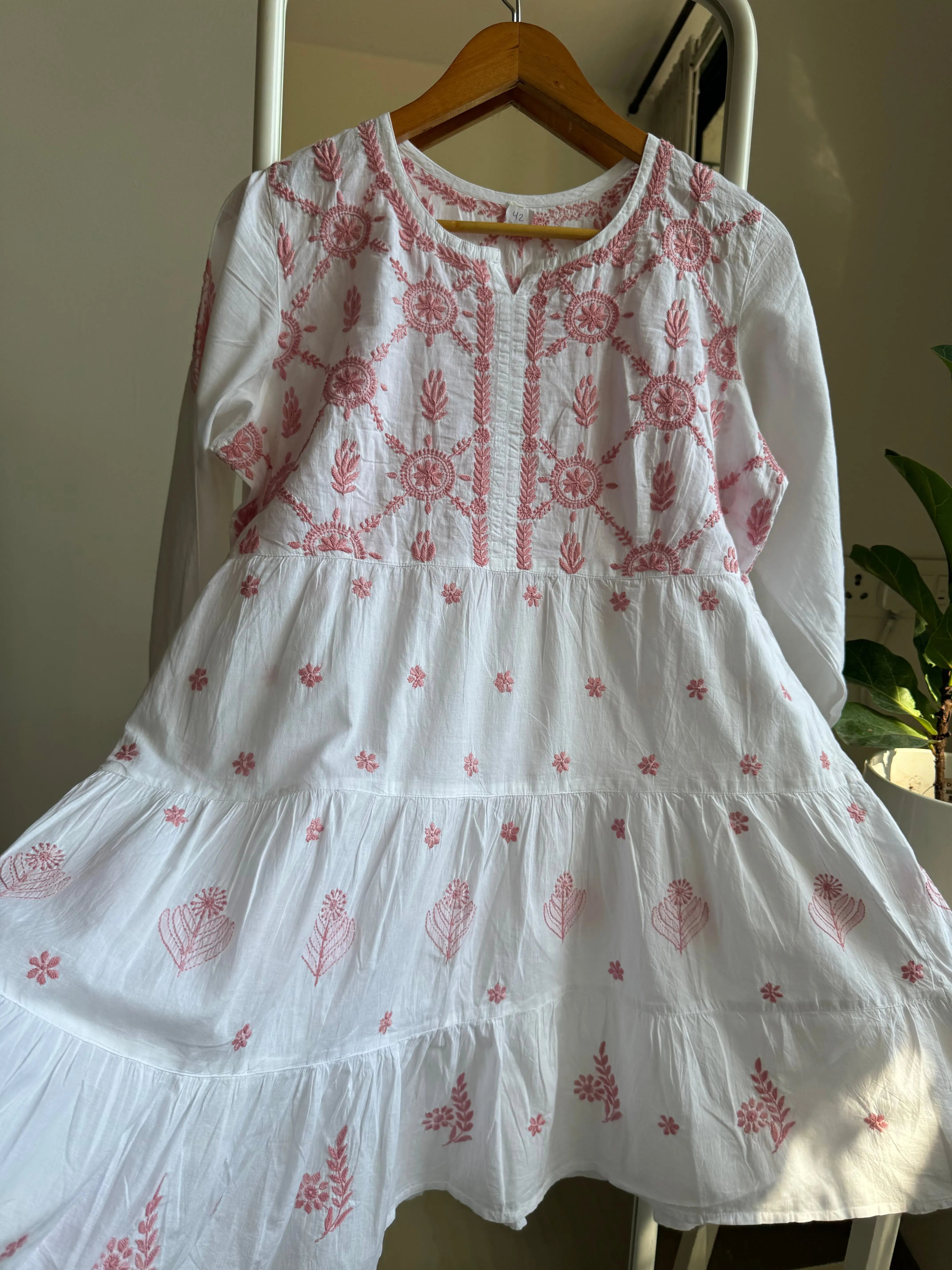 Chikankari Short white Dress - Mul Cotton ARIAA CHIKANKARI 