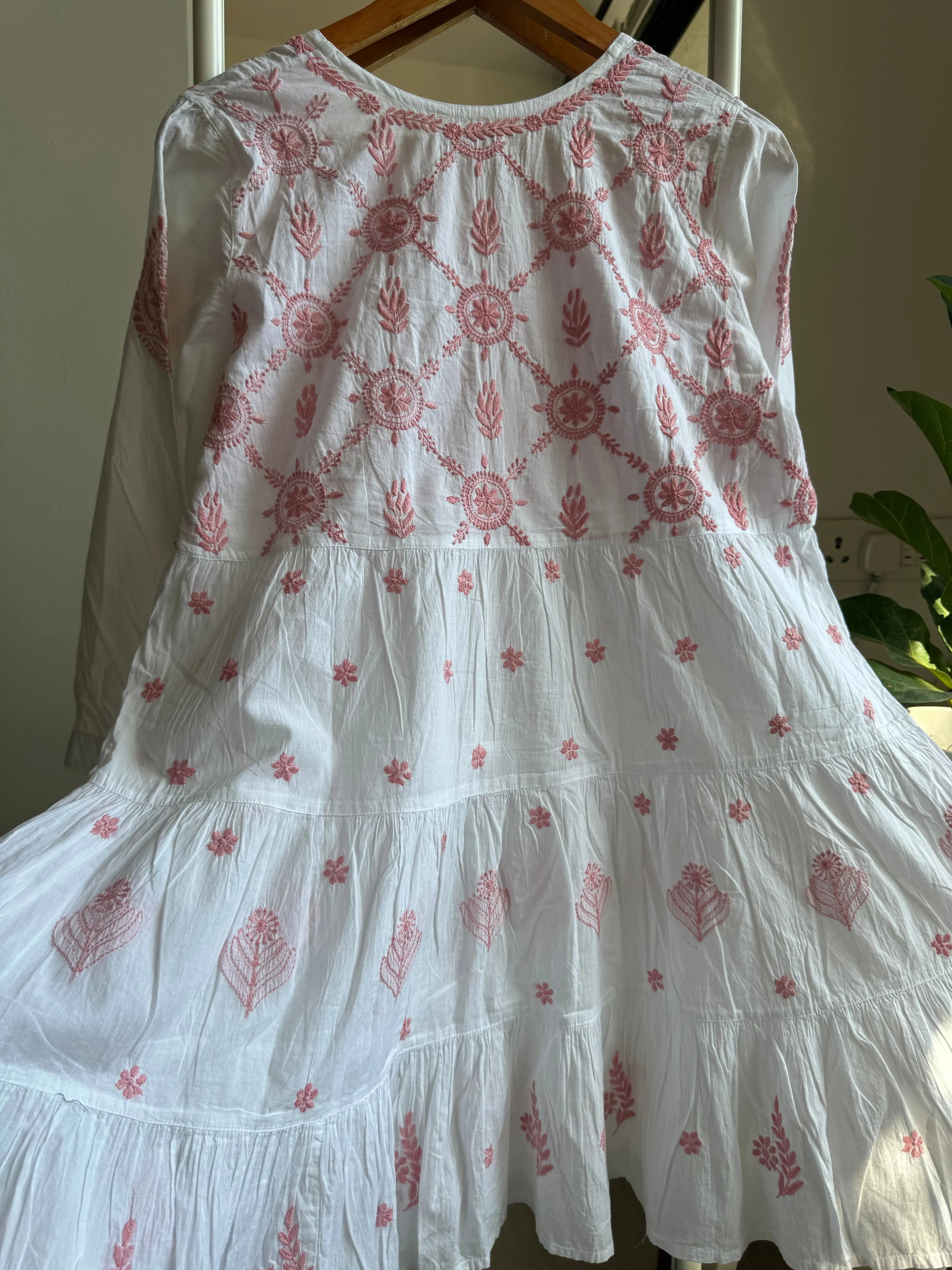 Chikankari Short white Dress - Mul Cotton ARIAA CHIKANKARI 