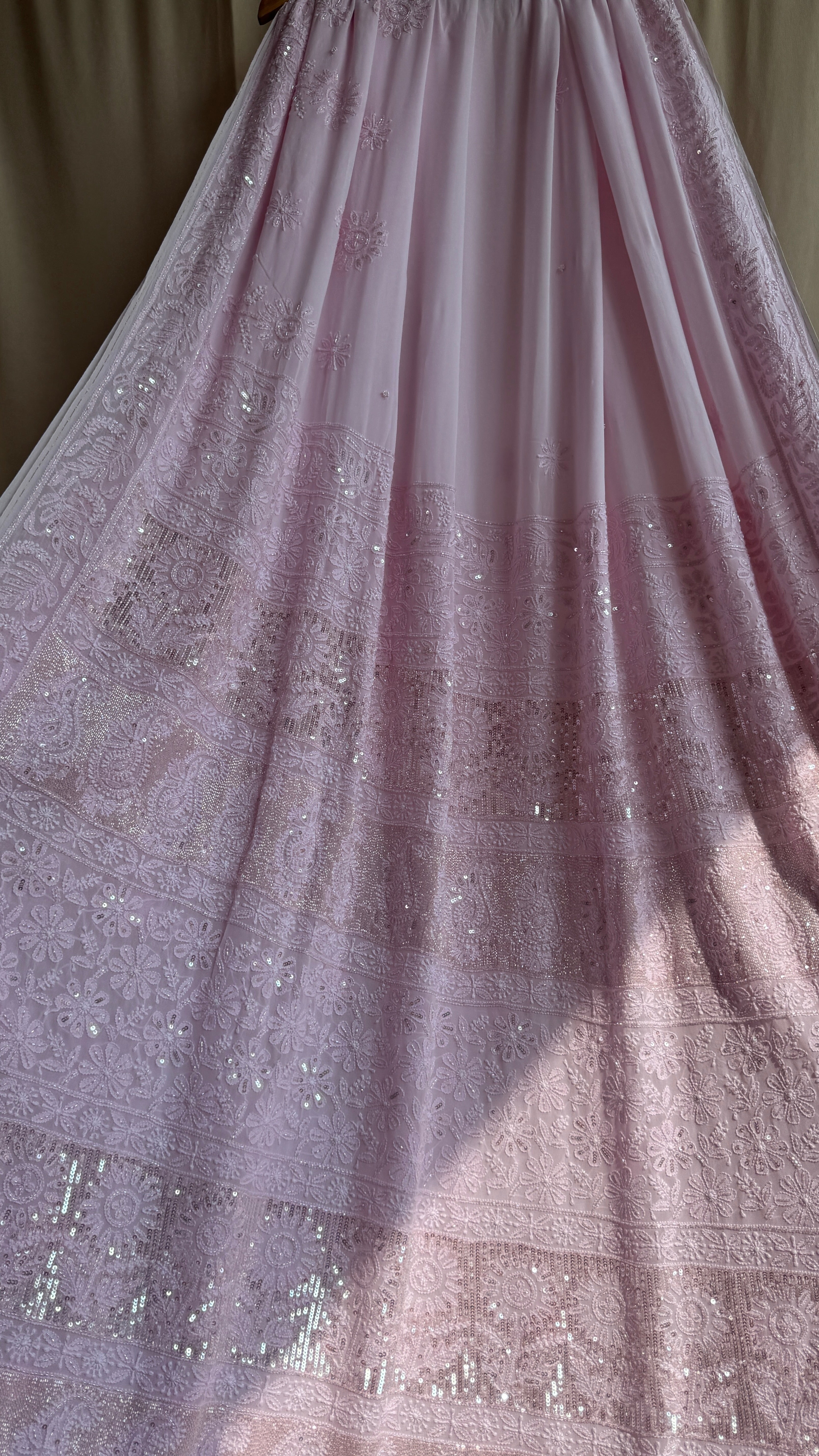 Viscose Chikankari saree with Pearl embellishments- Pink