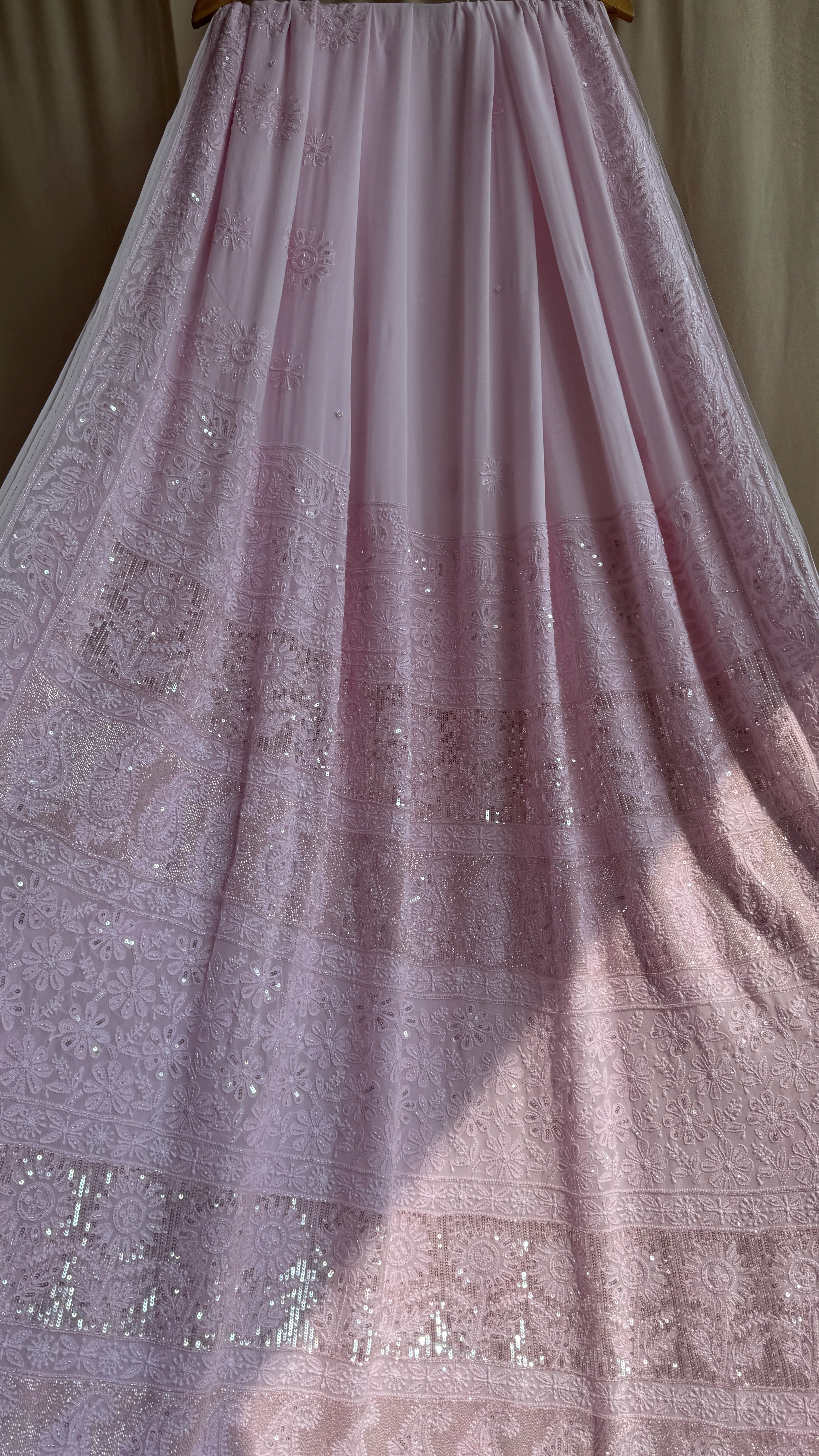 Viscose Chikankari saree with Pearl embellishments- Pink