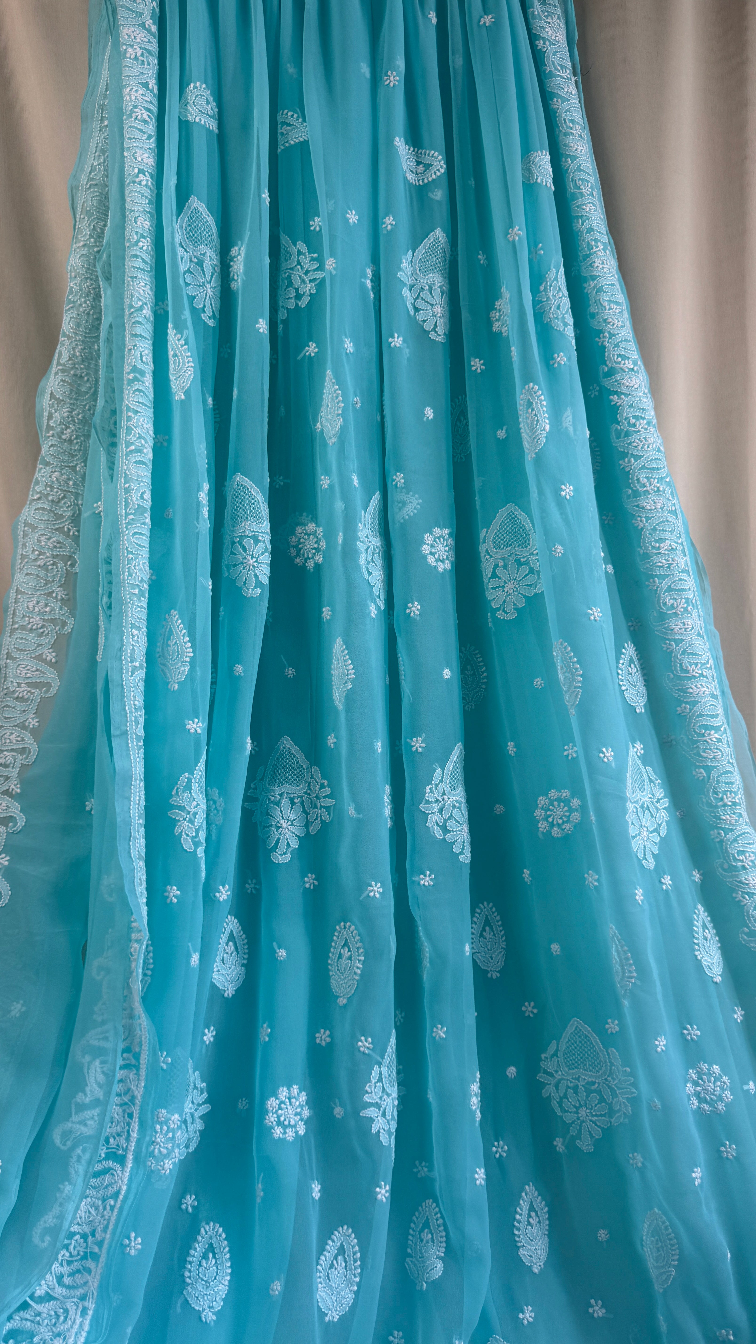 Georgette Chikankari saree in Blue