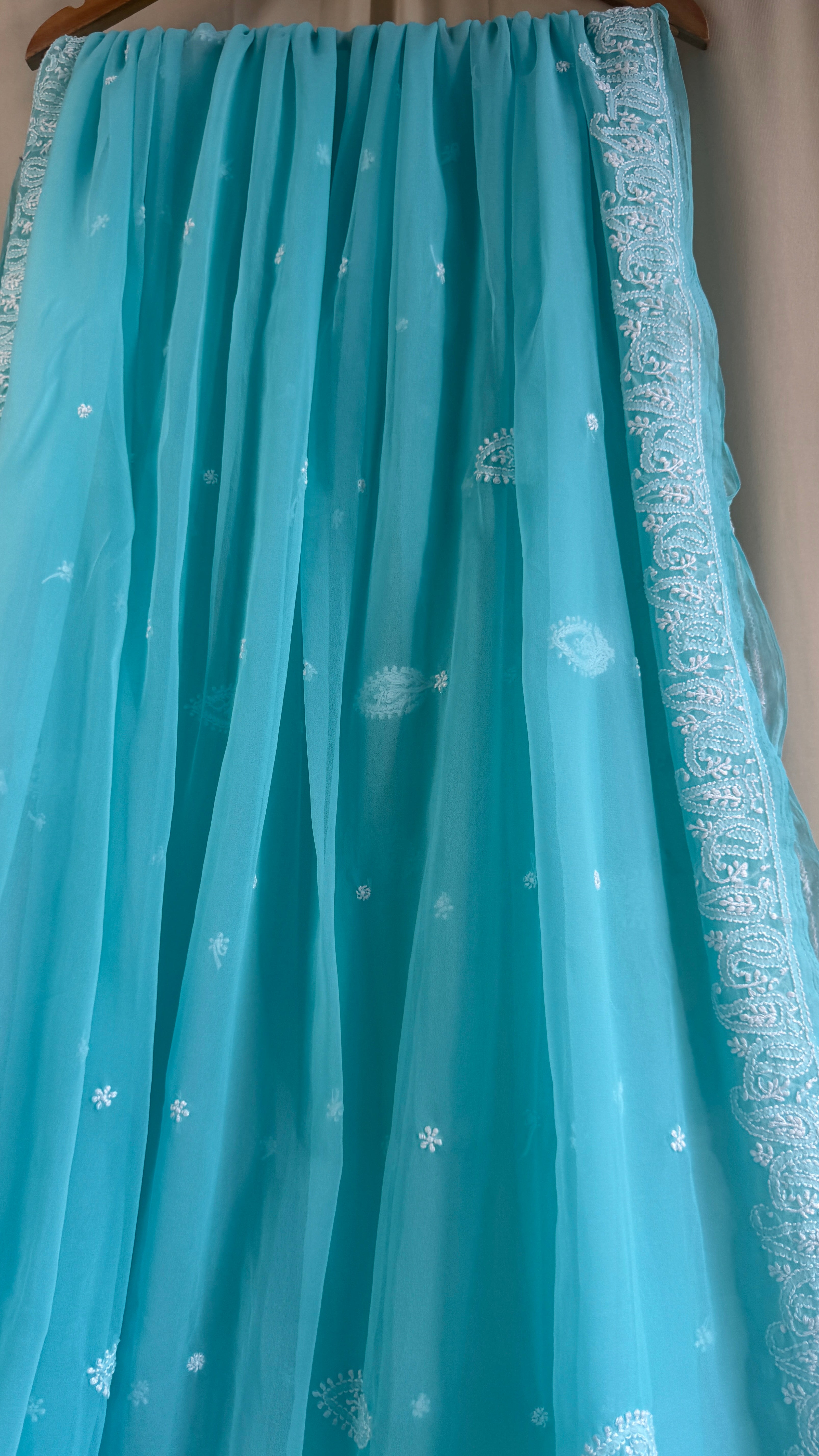 Georgette Chikankari saree in Blue