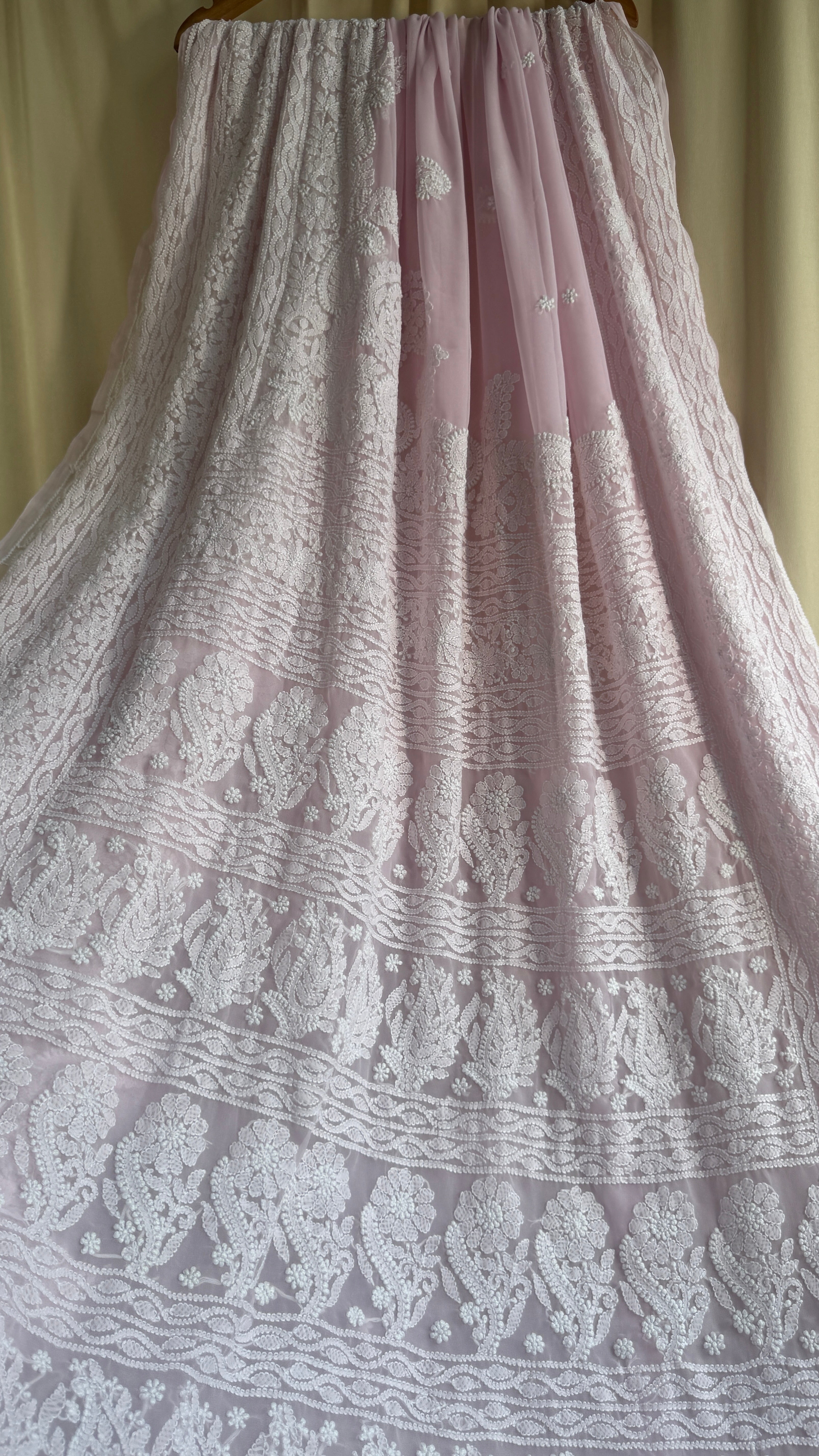 Georgette Chikankari saree in Pink