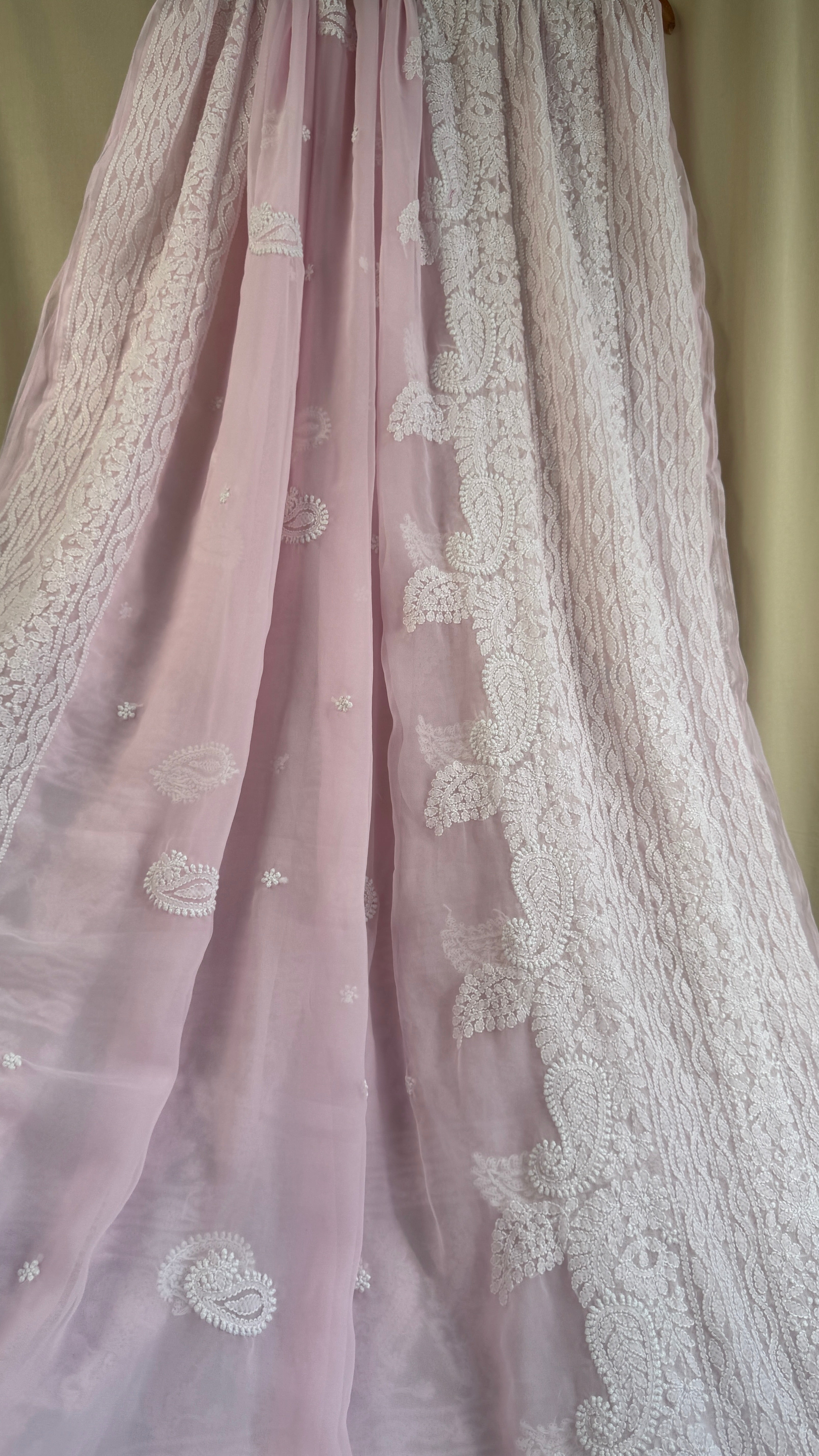 Georgette Chikankari saree in Pink