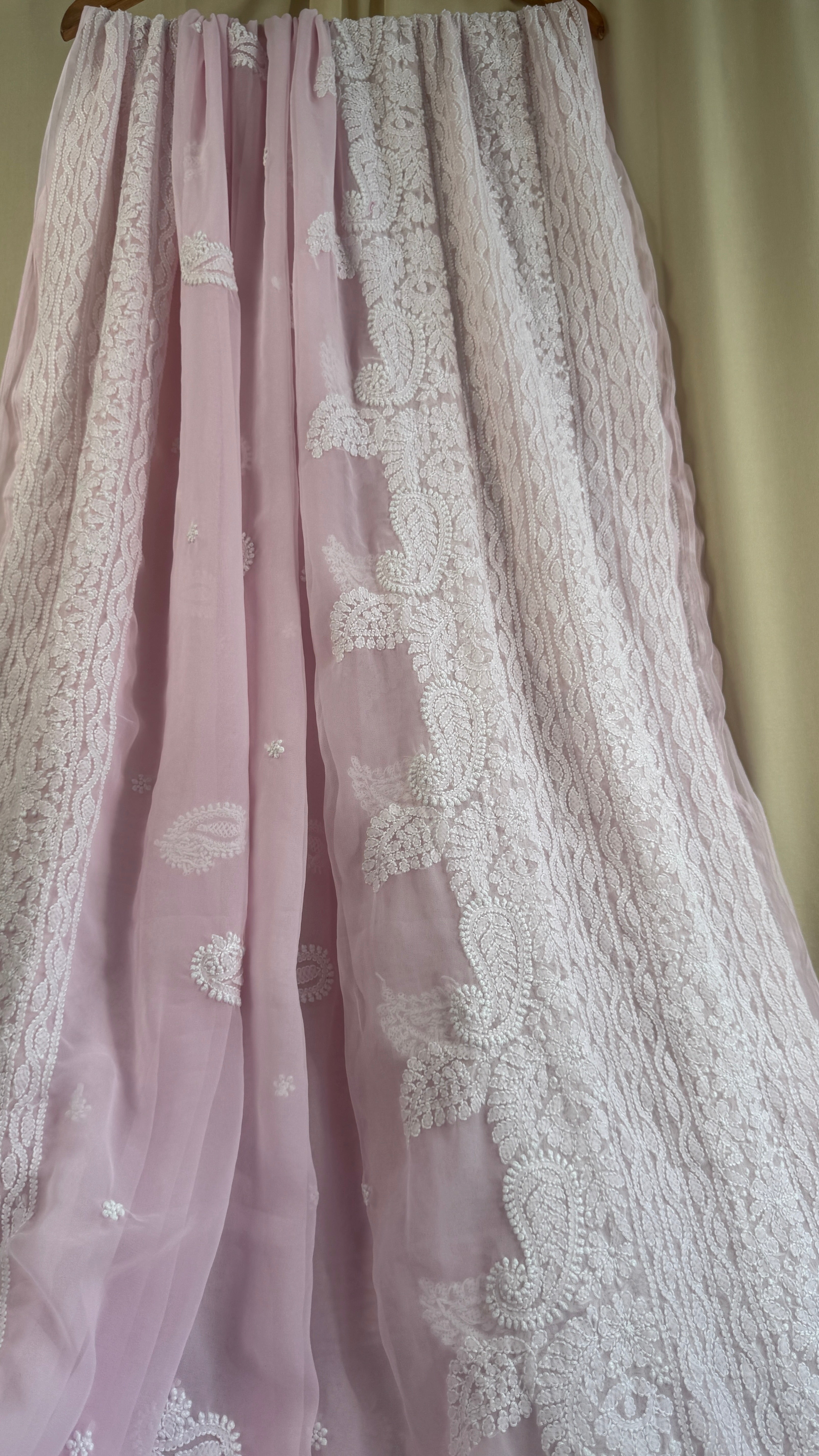 Georgette Chikankari saree in Pink