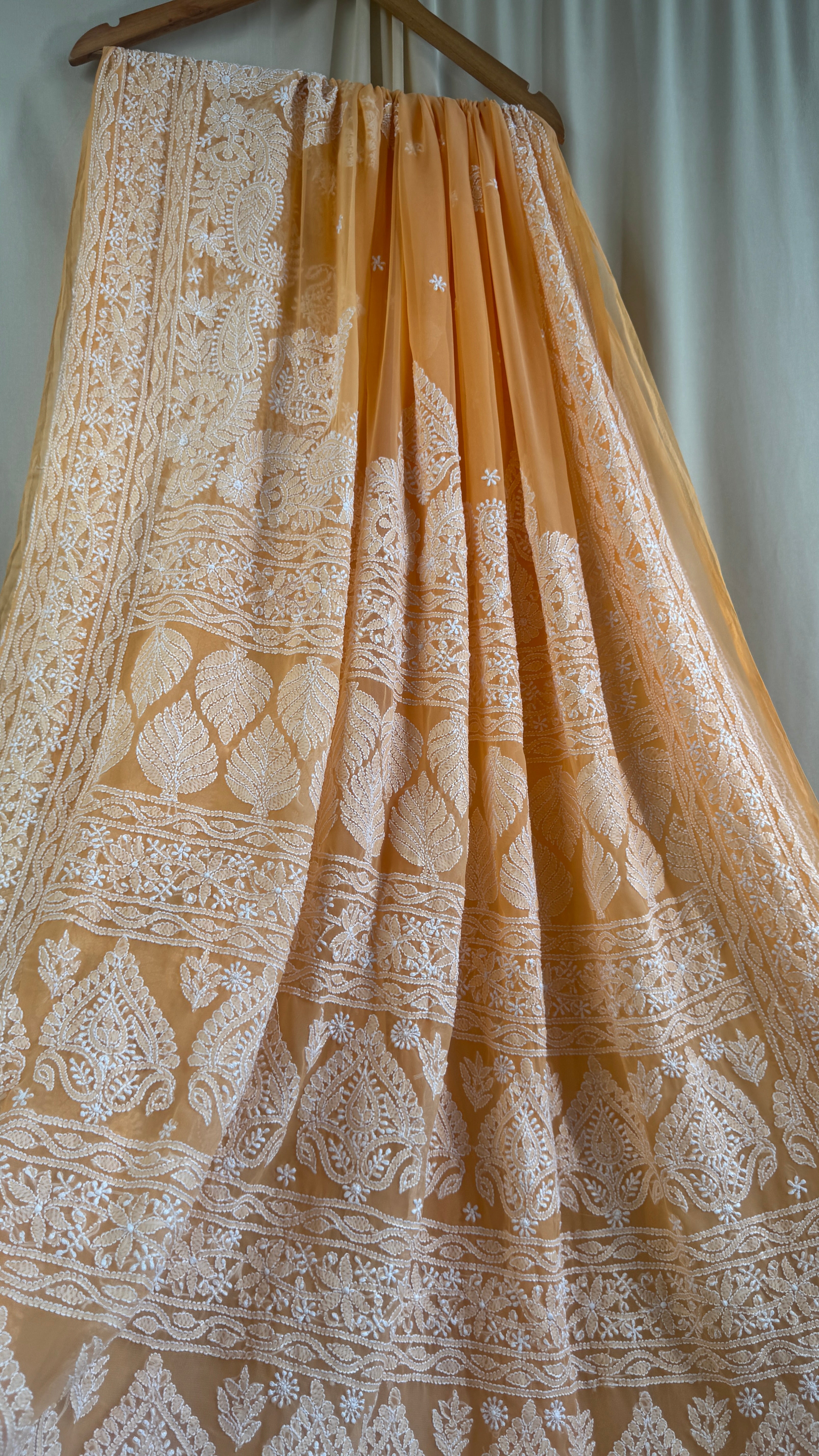 Georgette Chikankari saree in Orange