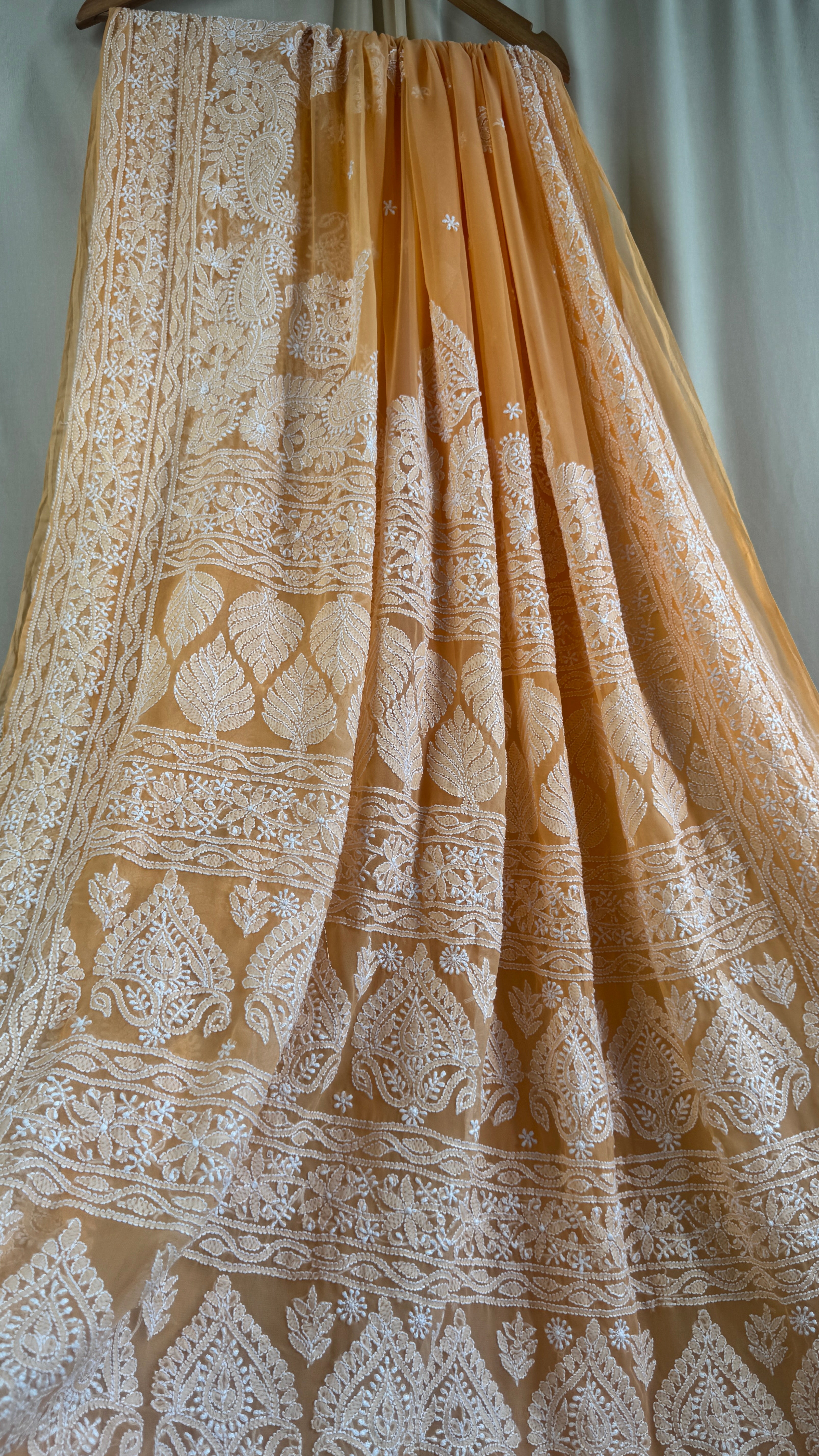 Georgette Chikankari saree in Orange