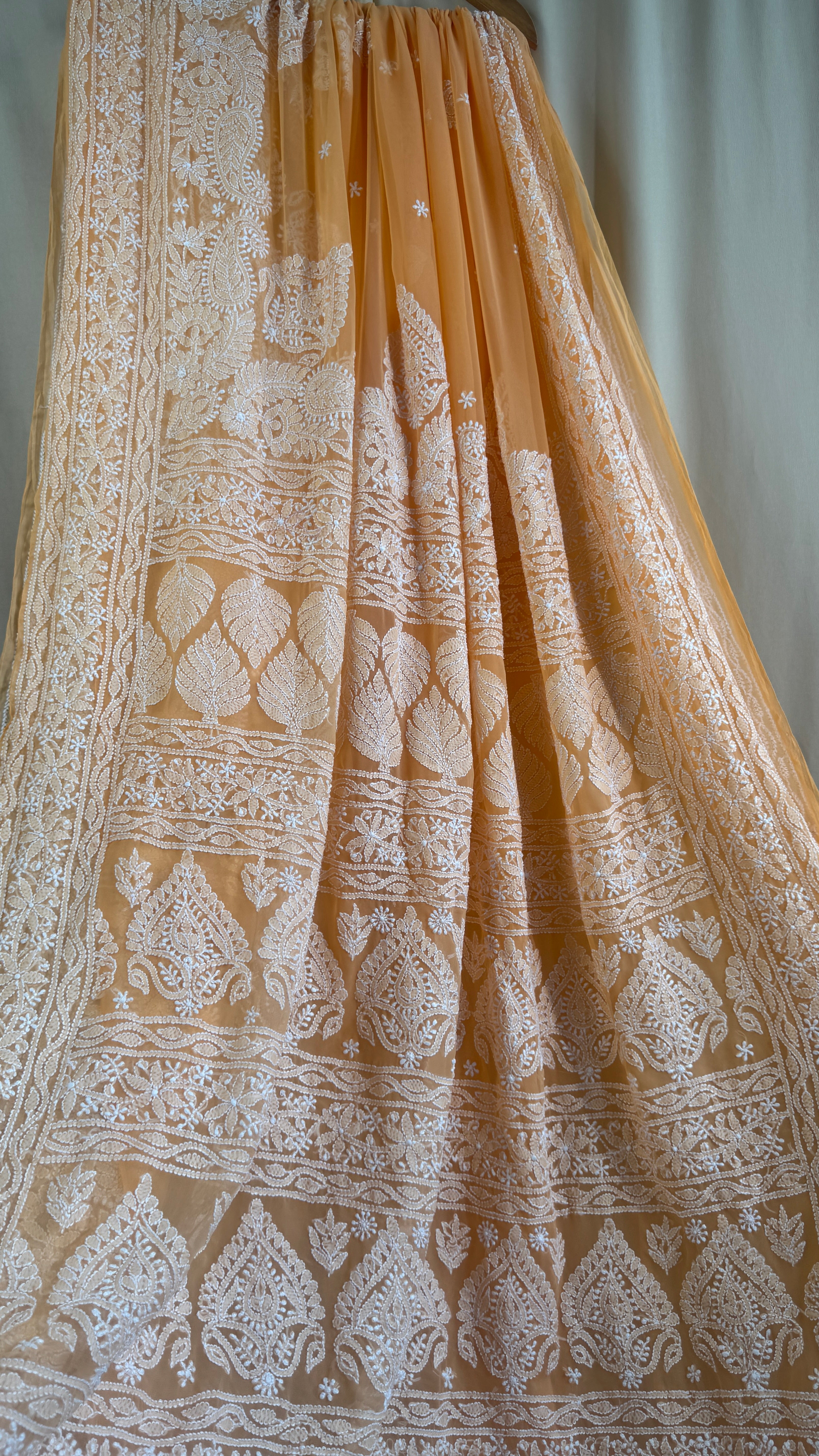 Georgette Chikankari saree in Orange