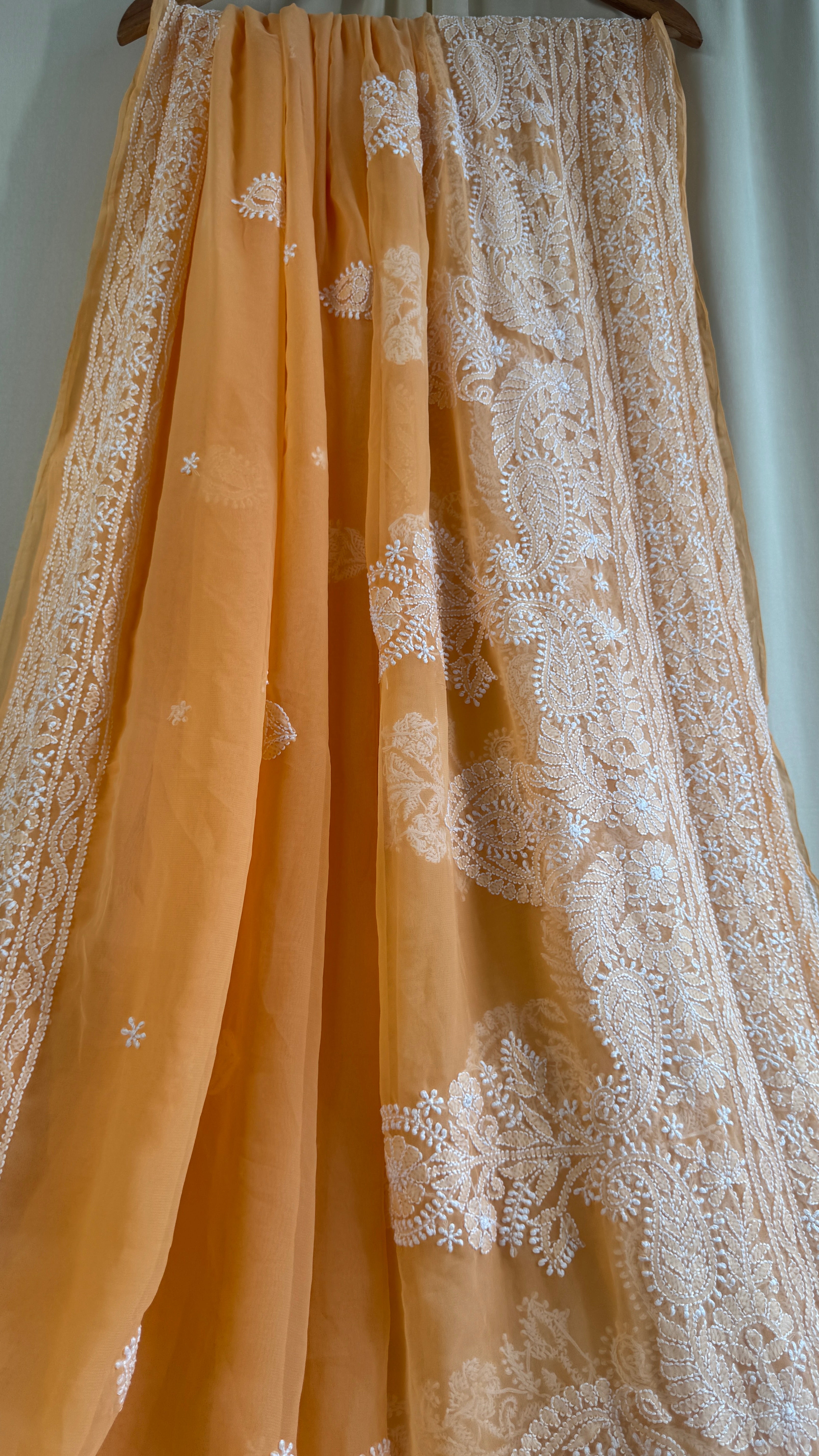Georgette Chikankari saree in Orange