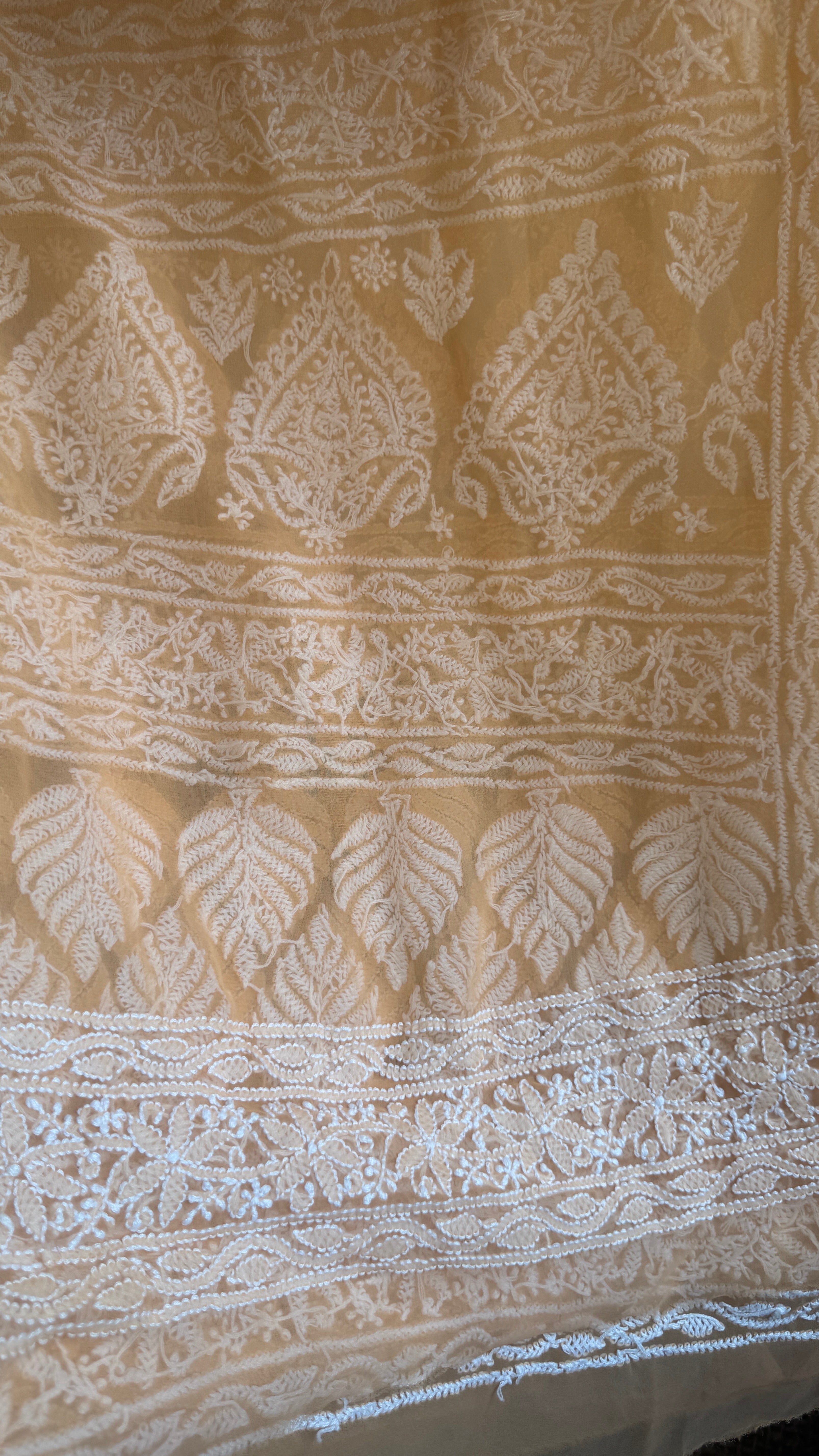 Georgette Chikankari saree in Orange