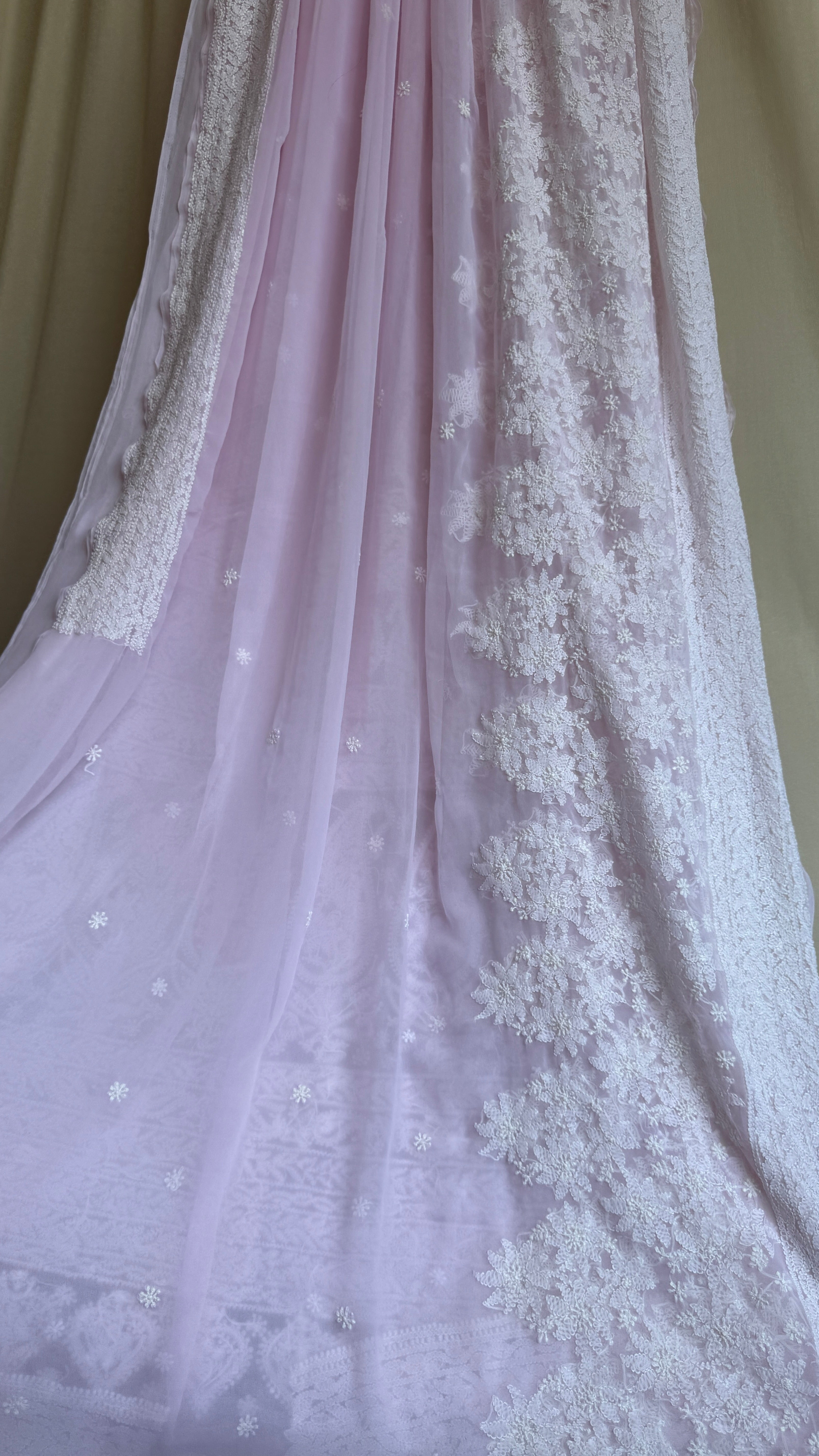 Georgette Chikankari saree in Pink