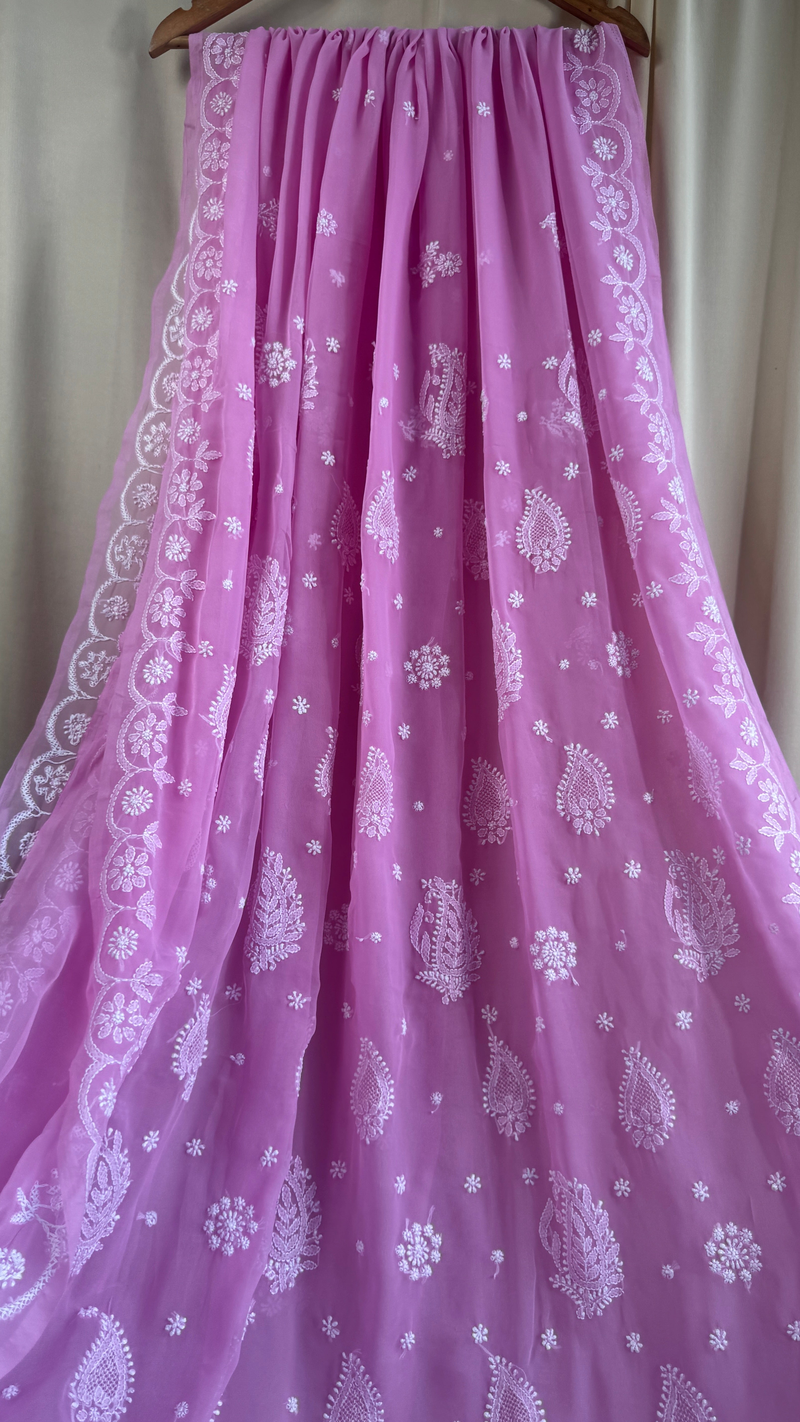 Georgette Chikankari saree in Pink