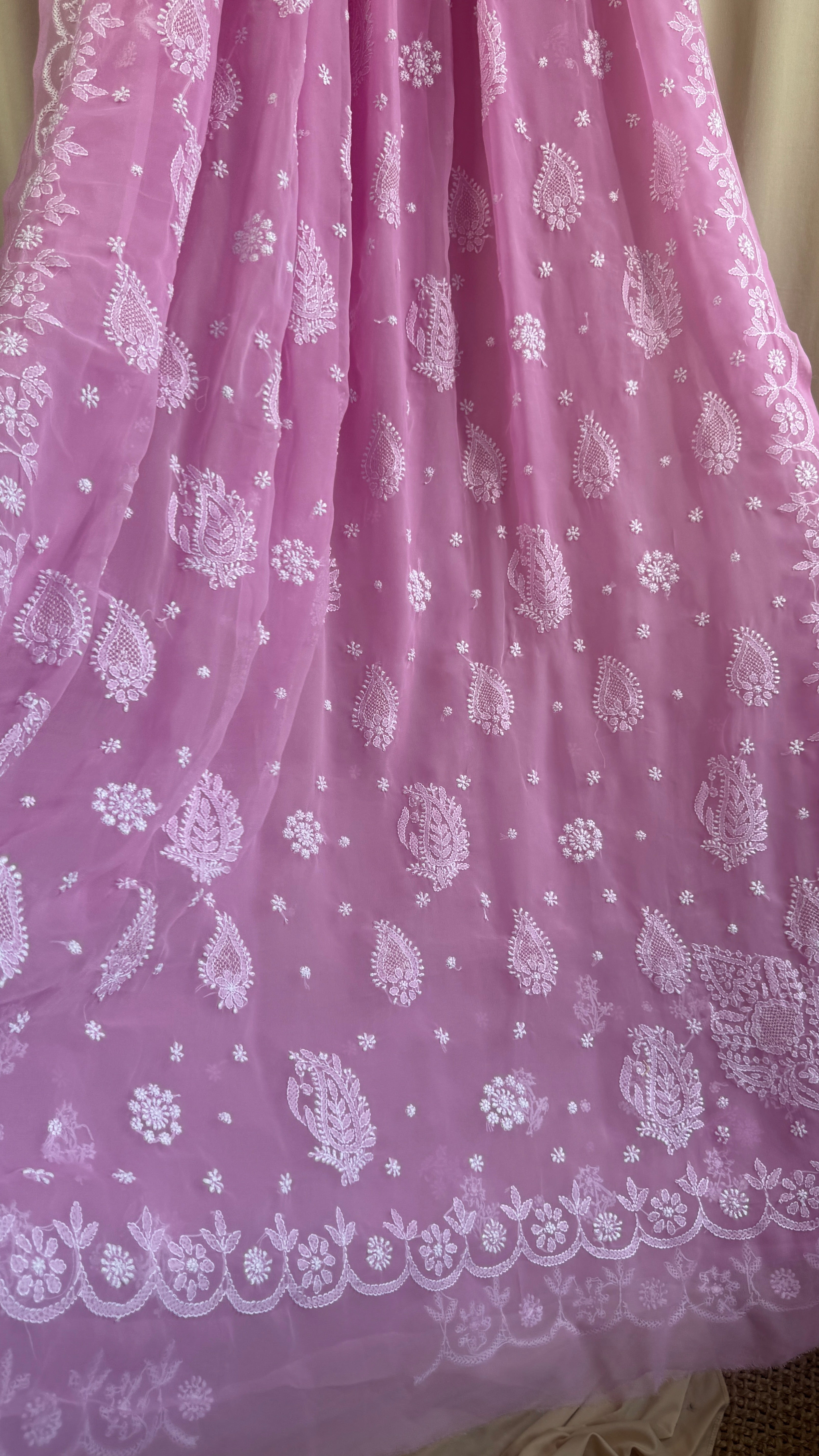 Georgette Chikankari saree in Pink