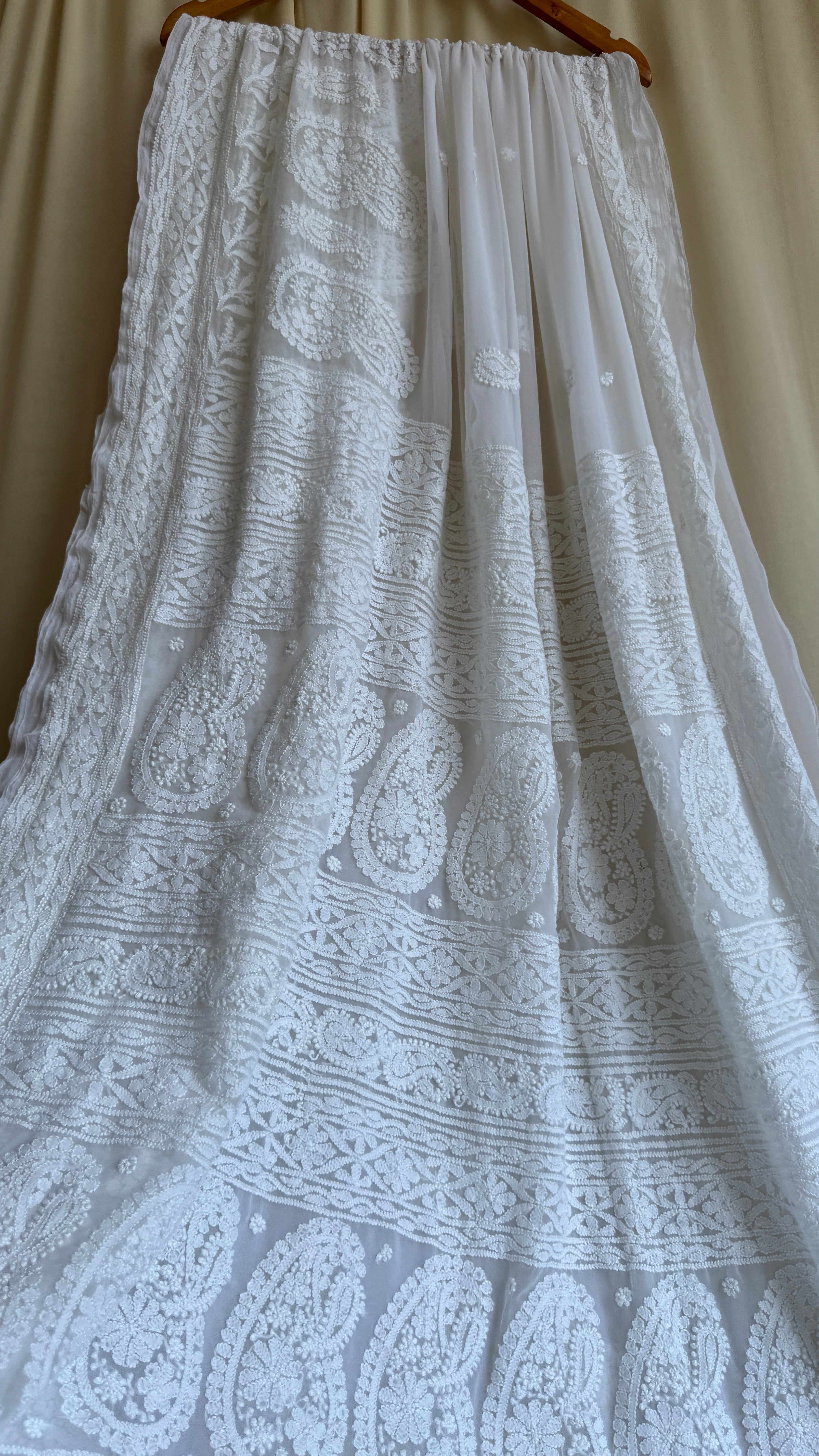 Georgette Chikankari saree in White