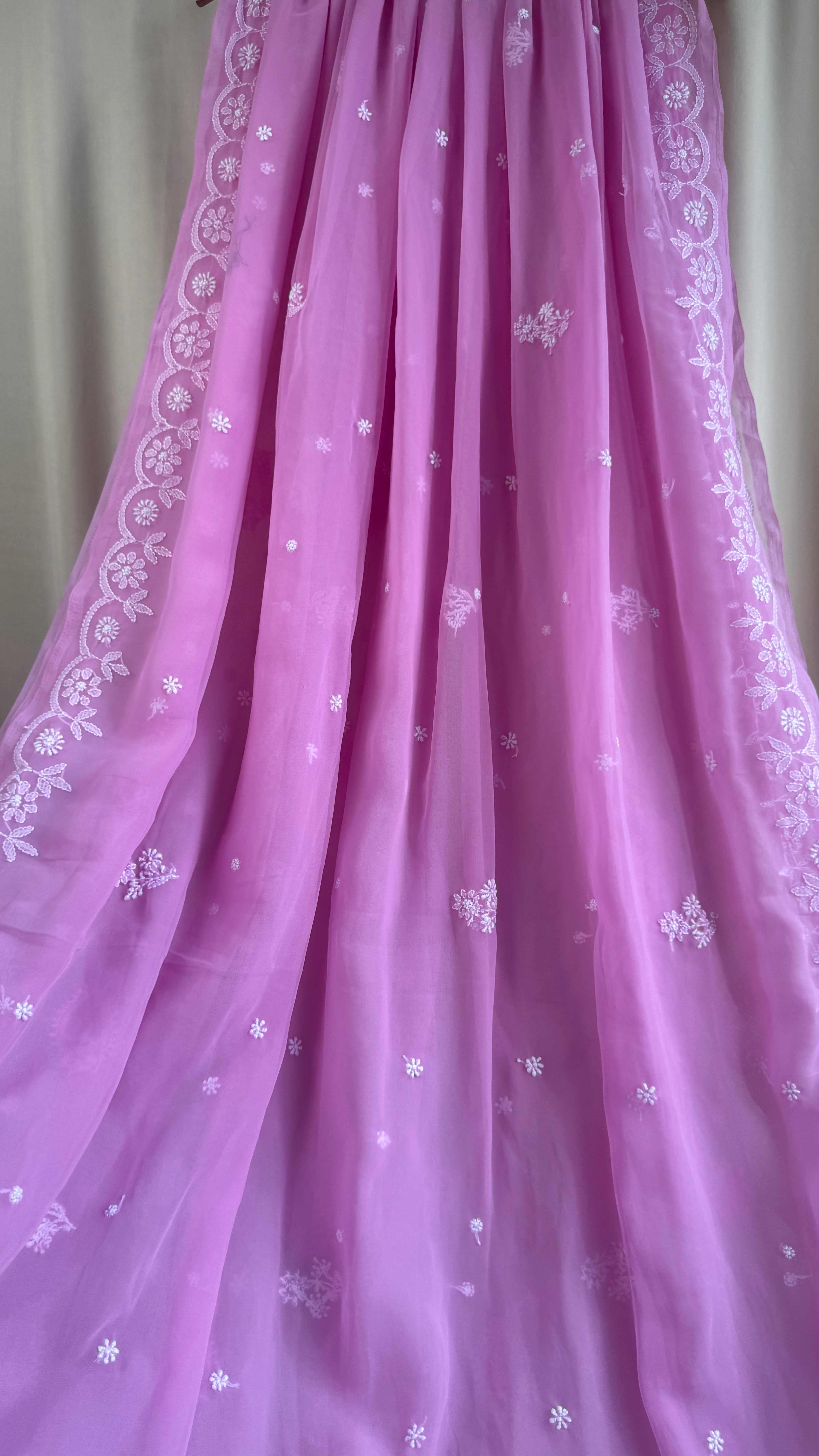 Georgette Chikankari saree in Pink