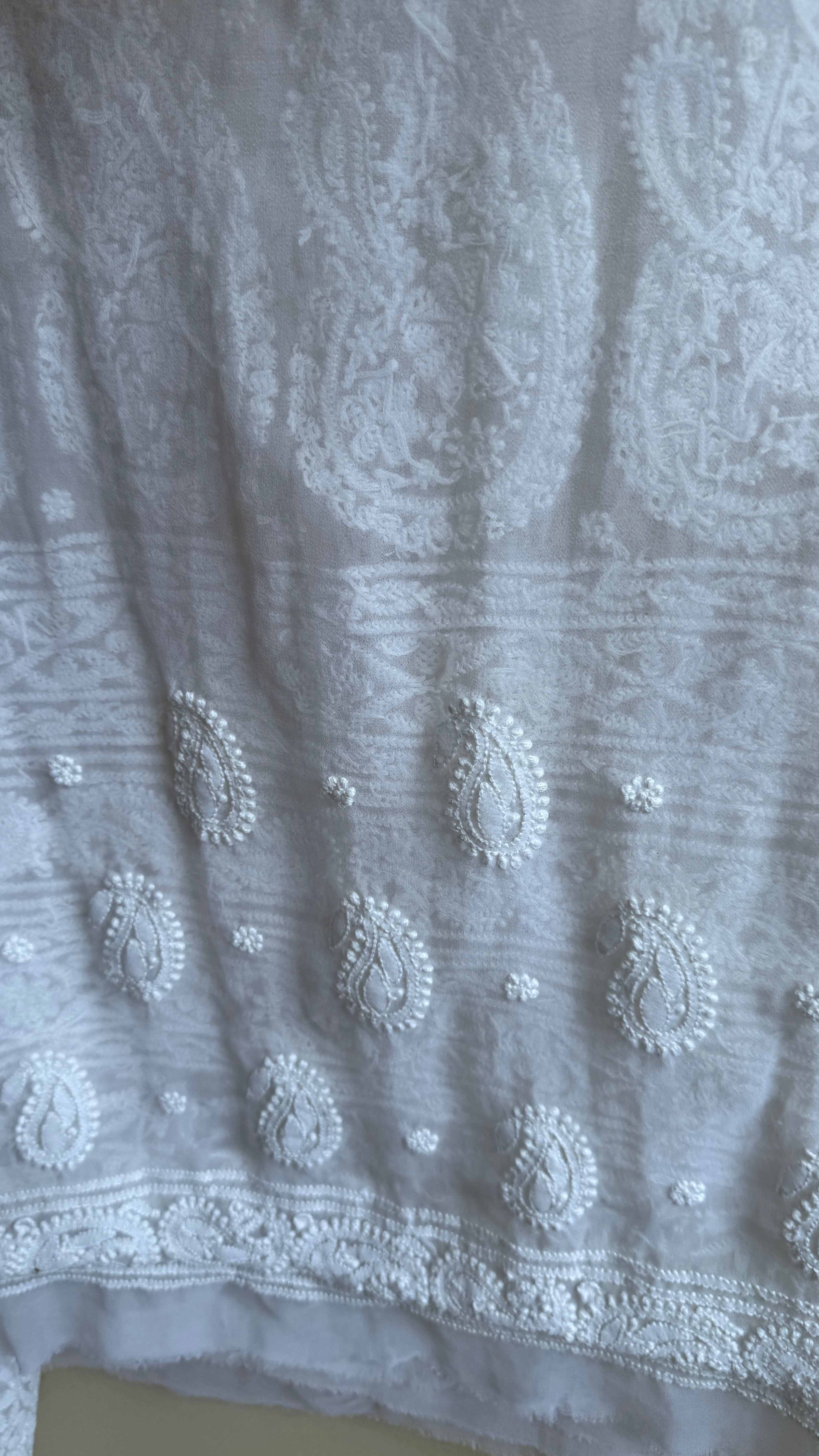 Georgette Chikankari saree in White