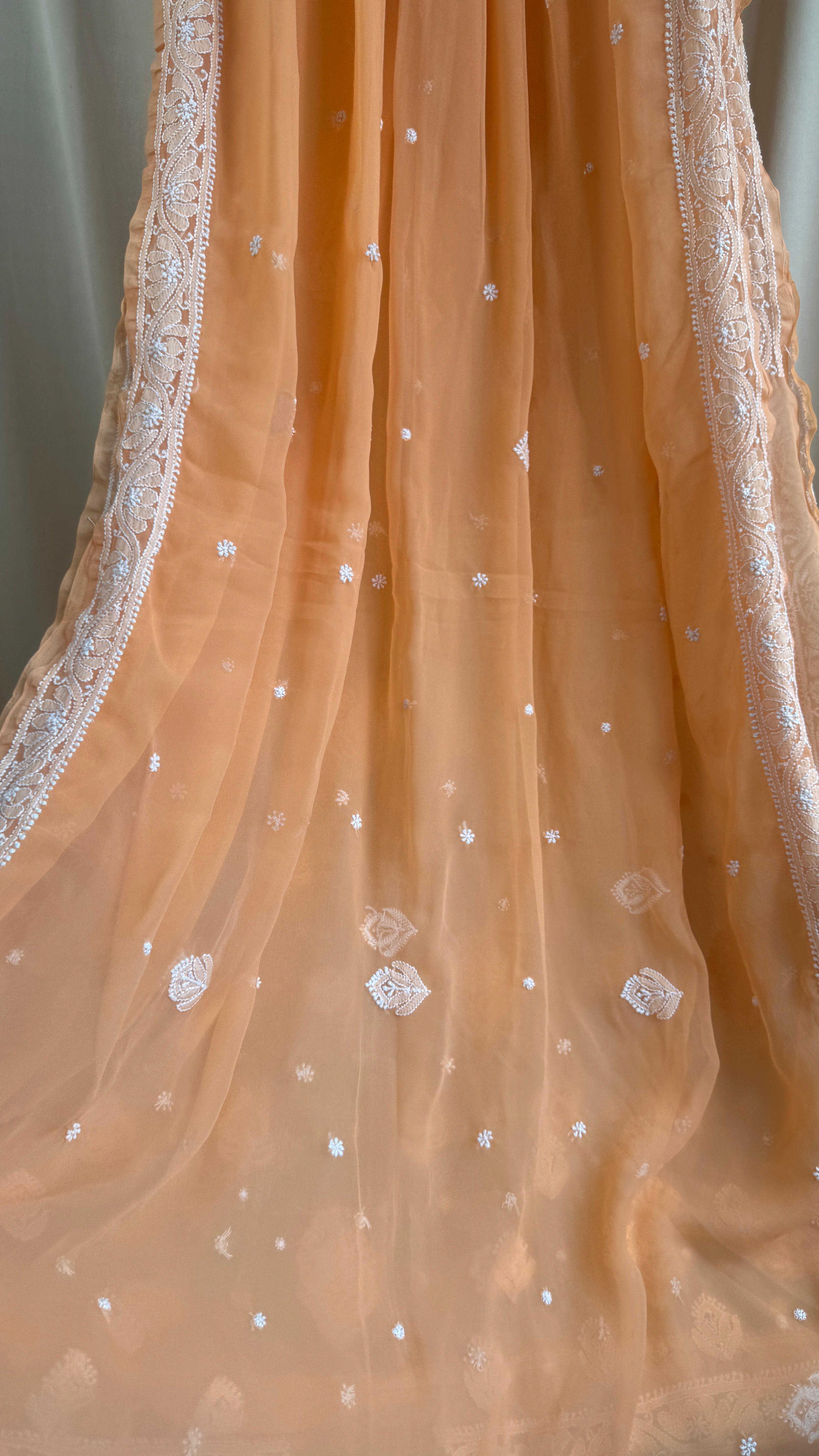 Georgette Chikankari saree in Orange