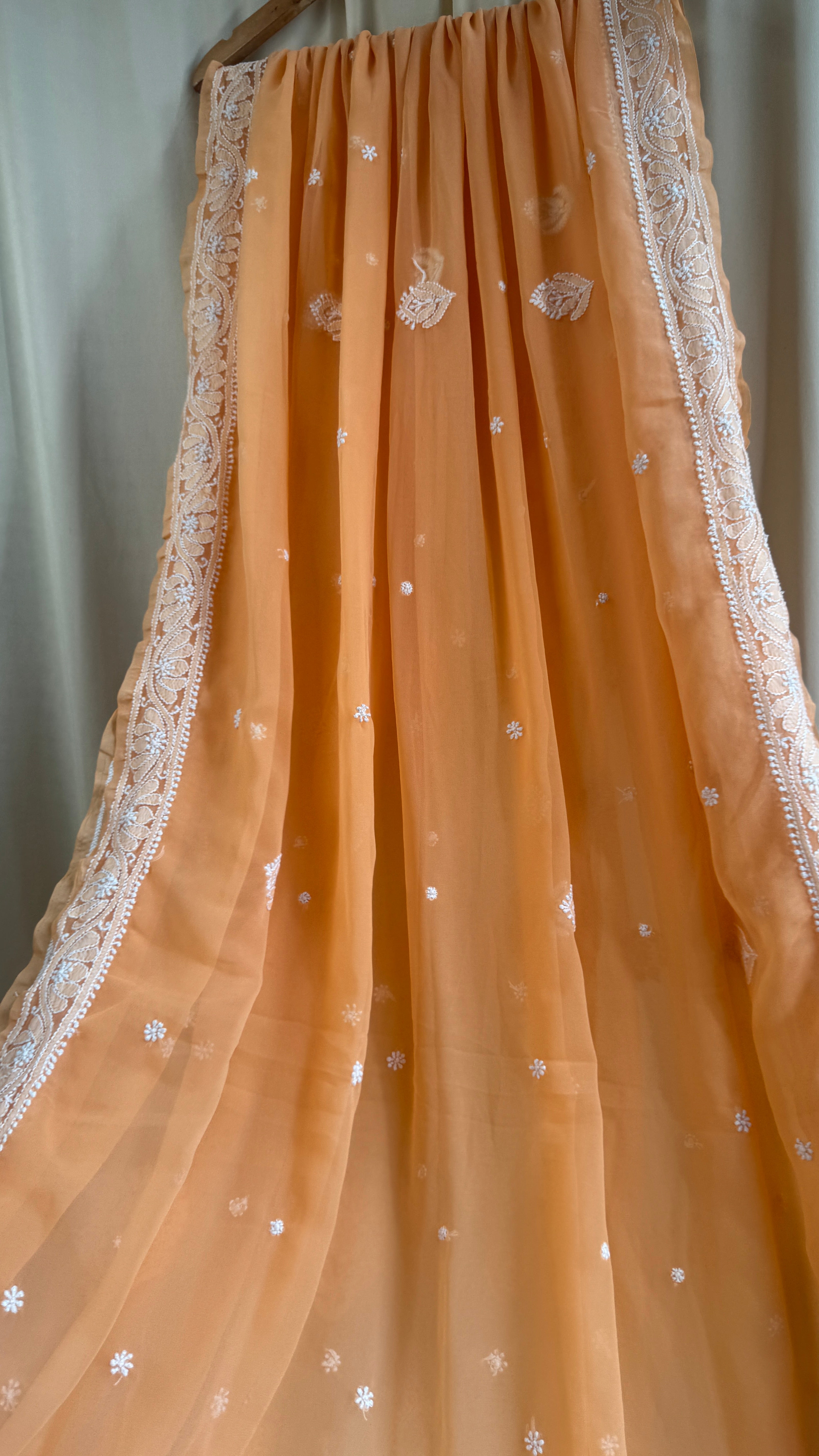 Georgette Chikankari saree in Orange