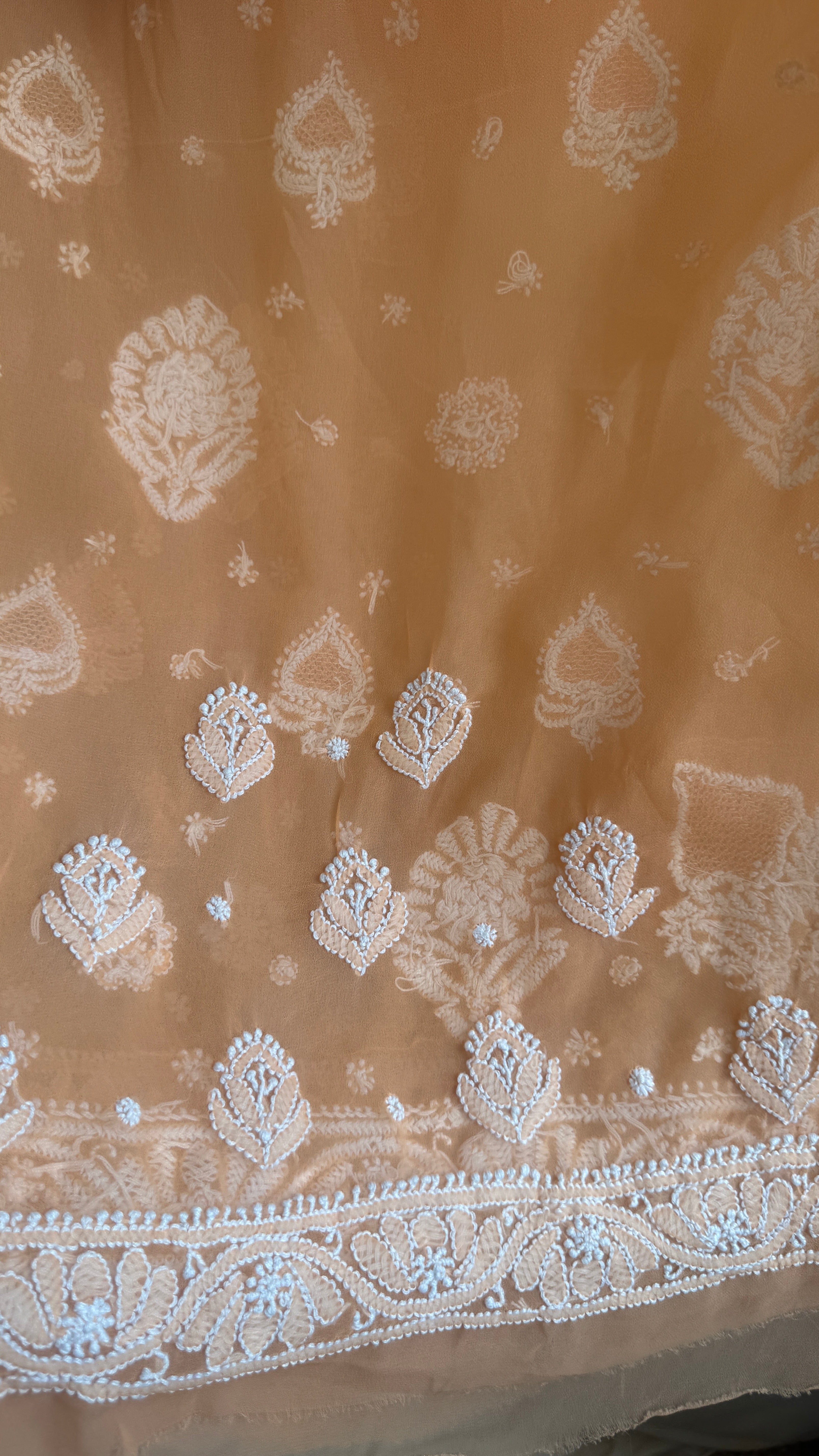 Georgette Chikankari saree in Orange