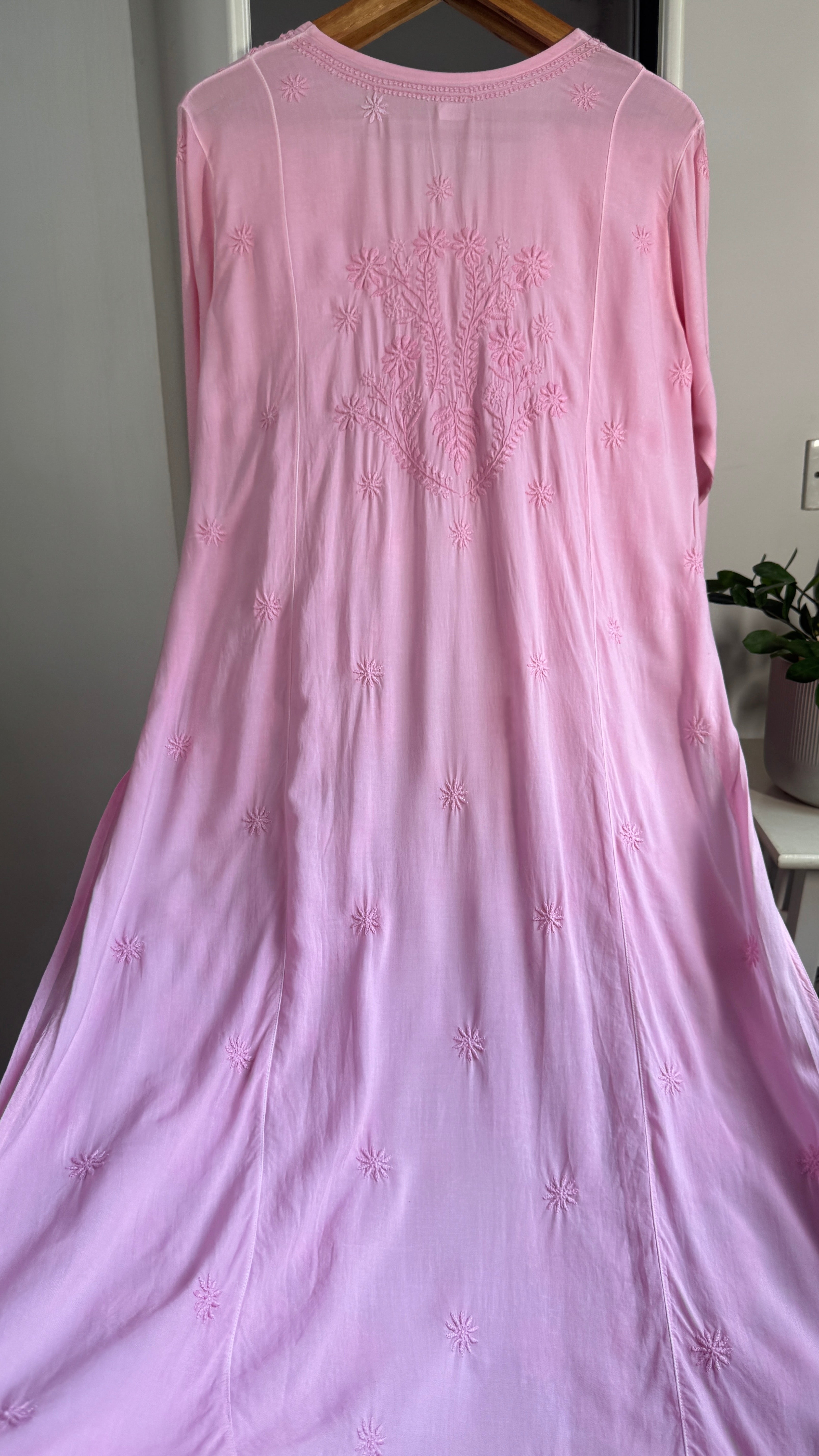 Premium Modal Chikankari Cotton Kurti - Pink - Noor Collection