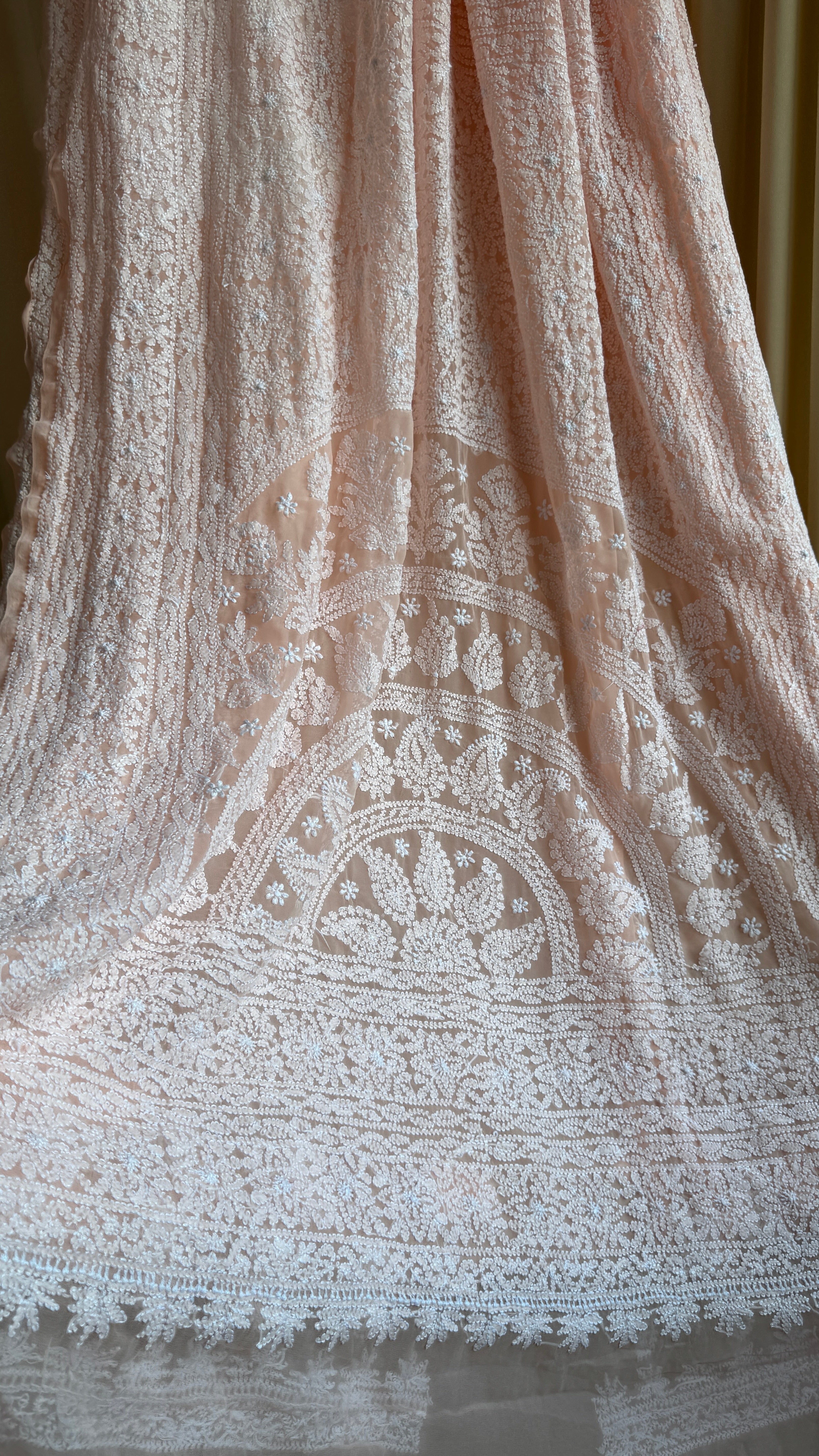 Georgette Chikankari saree in Peach