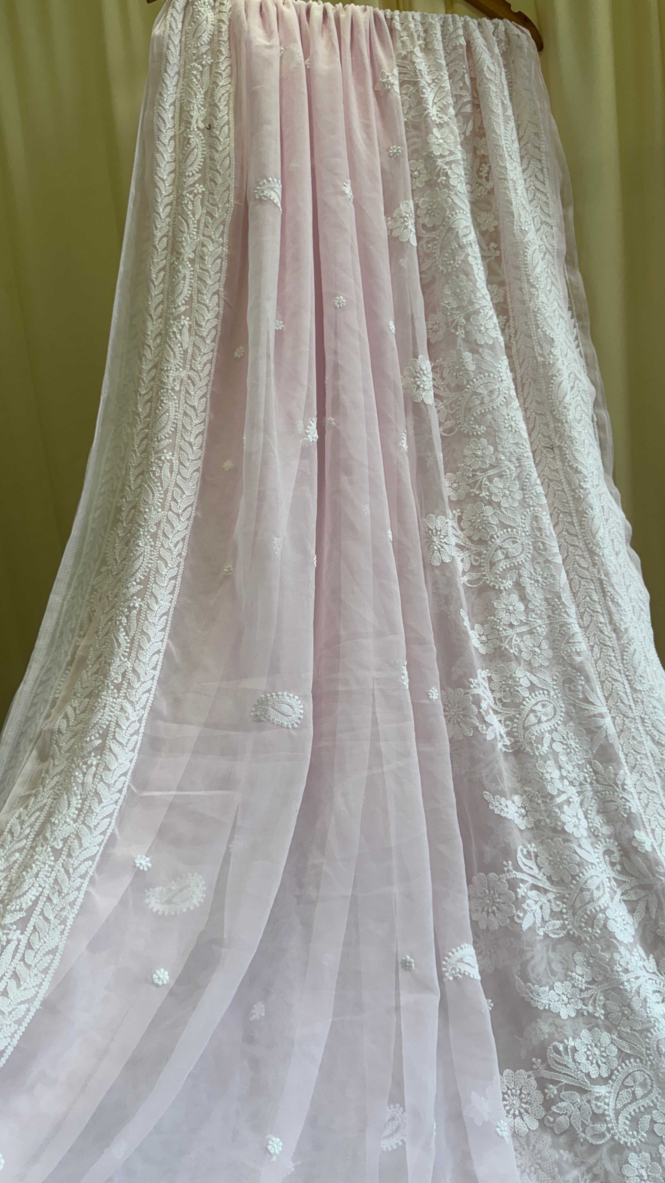 Georgette Chikankari saree in Pink