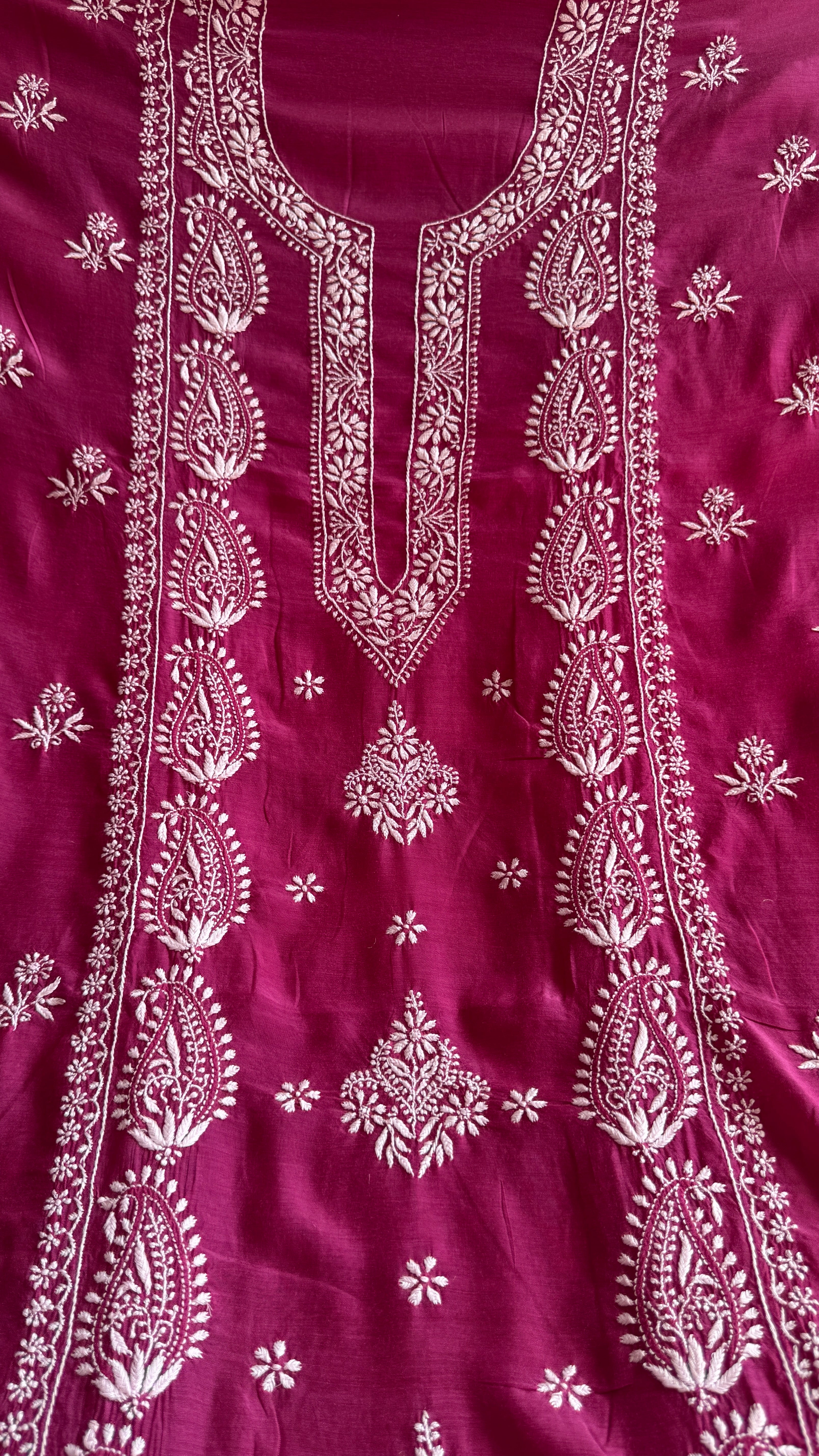 Pure Muslin kurti Length unstitched - Berry Pink