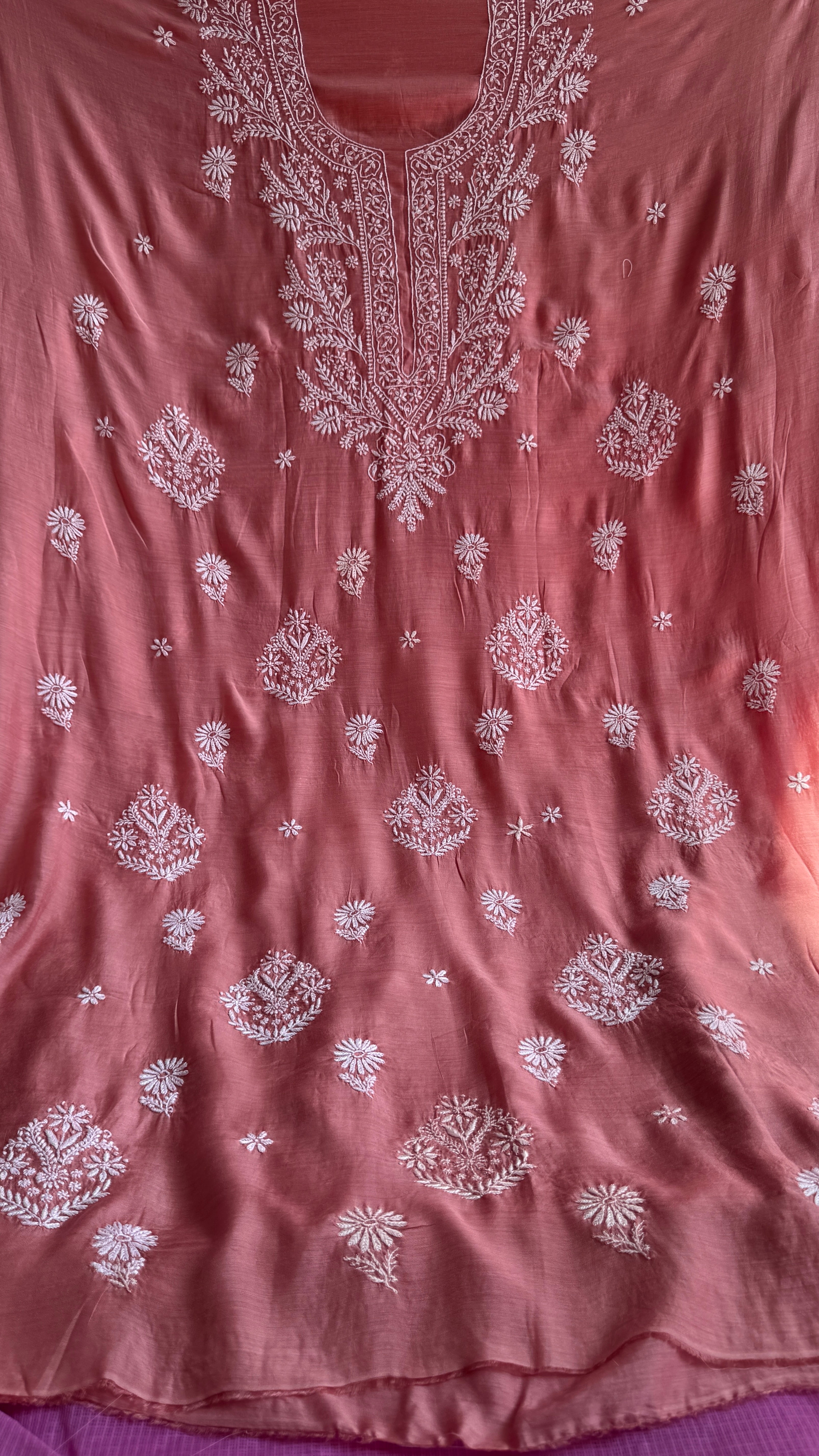 Pure Muslin kurti Length unstitched - Rosewood