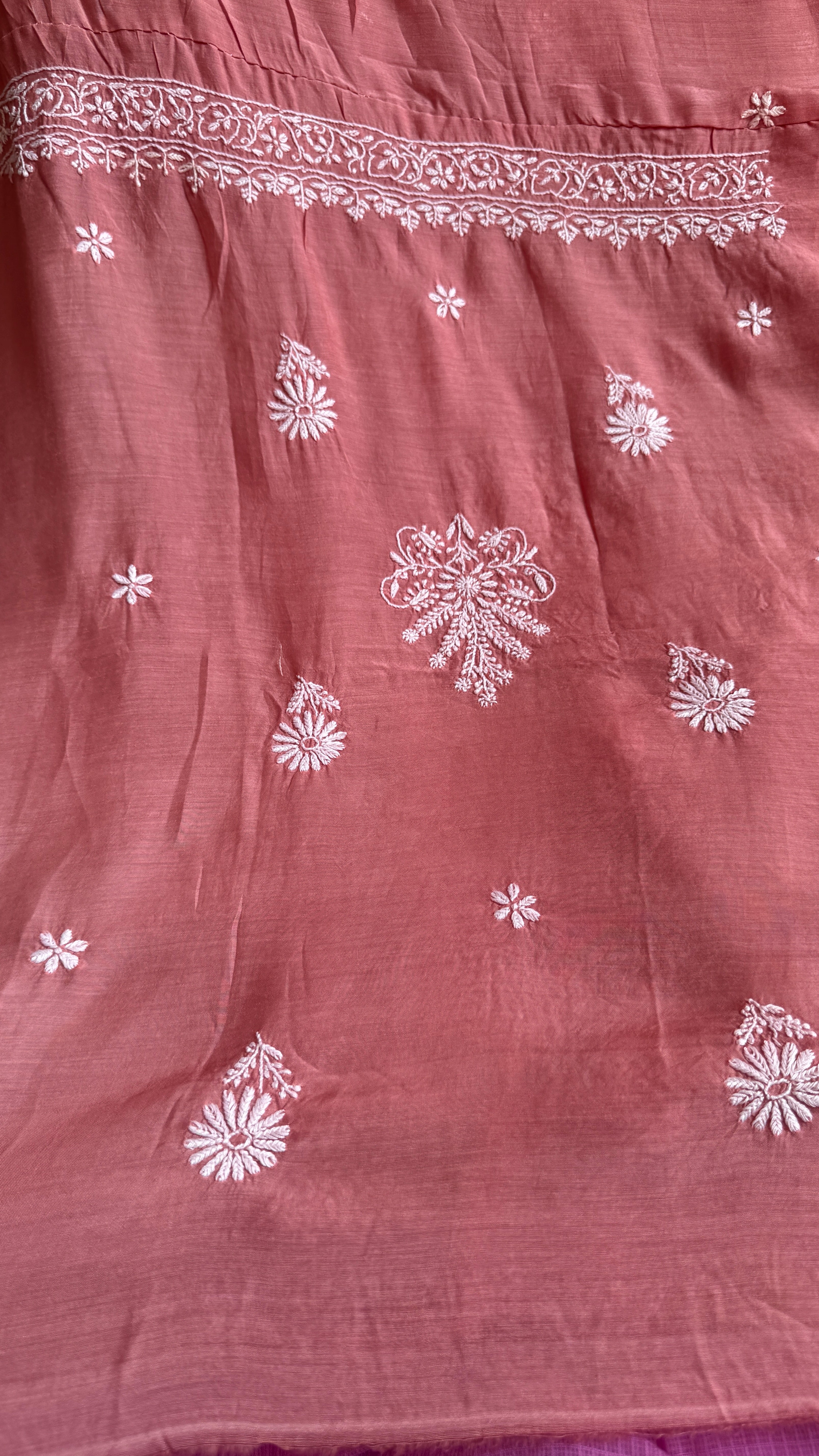 Pure Muslin kurti Length unstitched - Rosewood