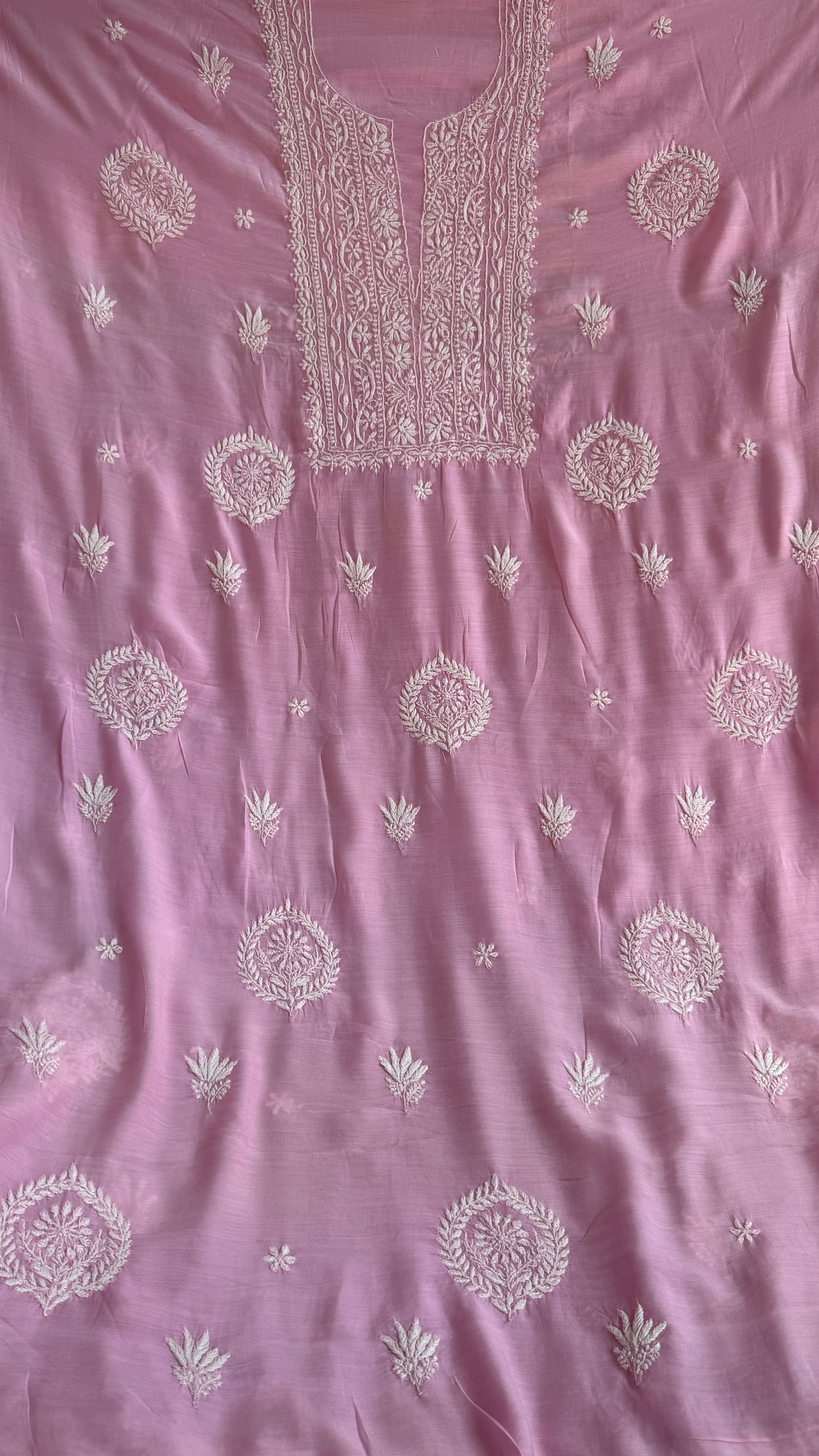 Pure Muslin kurti Length unstitched - Pink