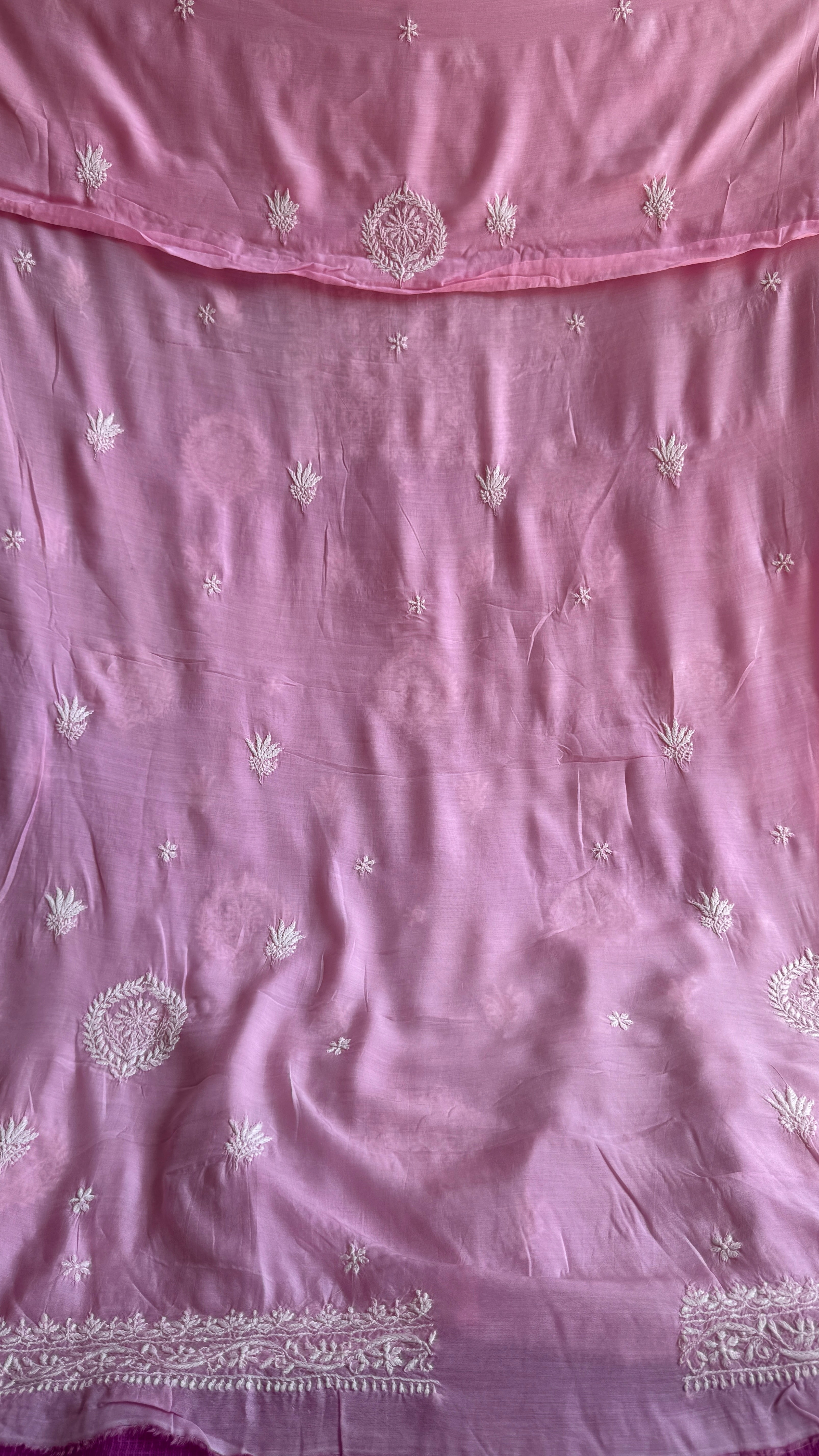 Pure Muslin kurti Length unstitched - Pink