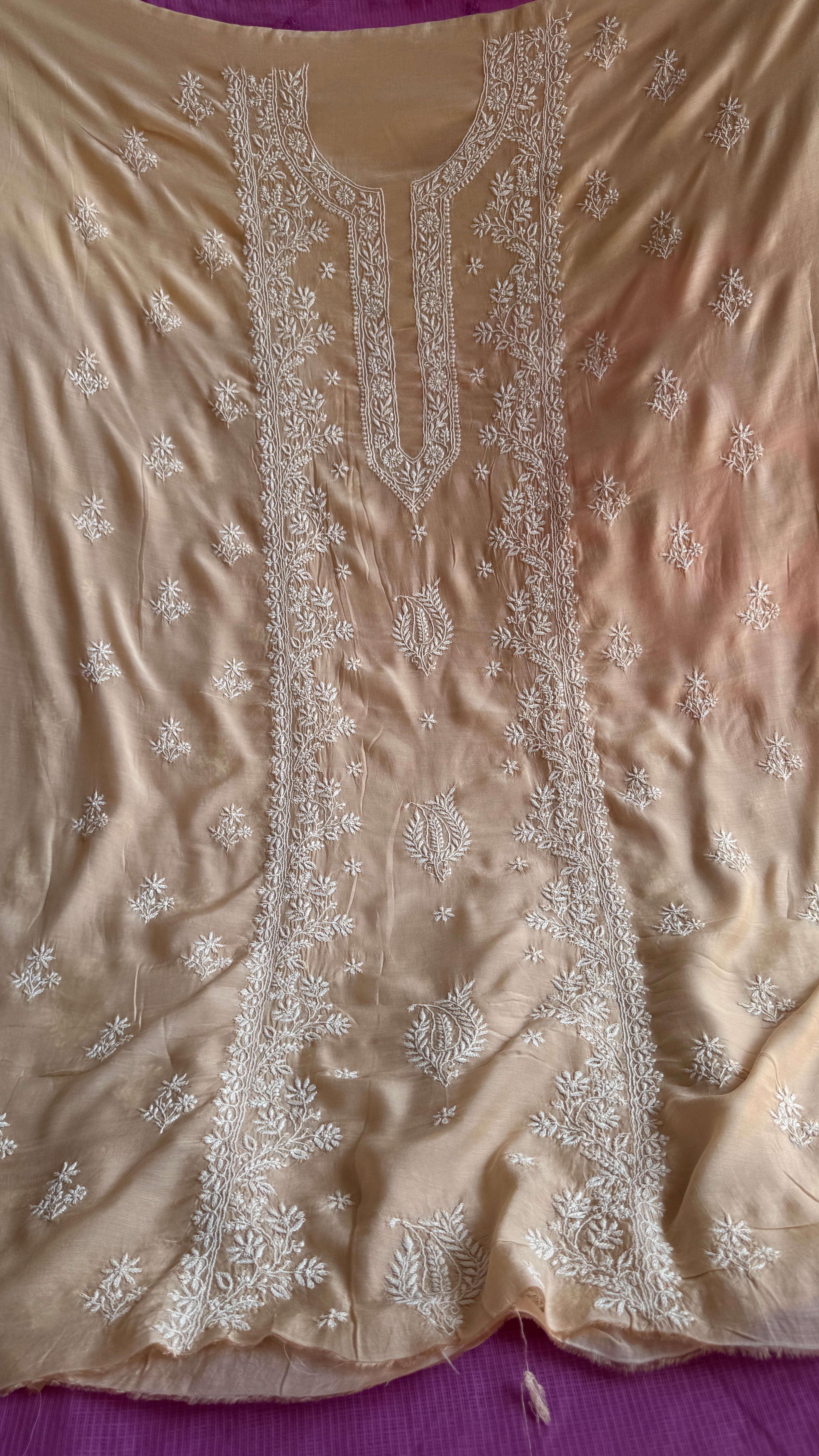 Pure Muslin kurti Length unstitched - Beige