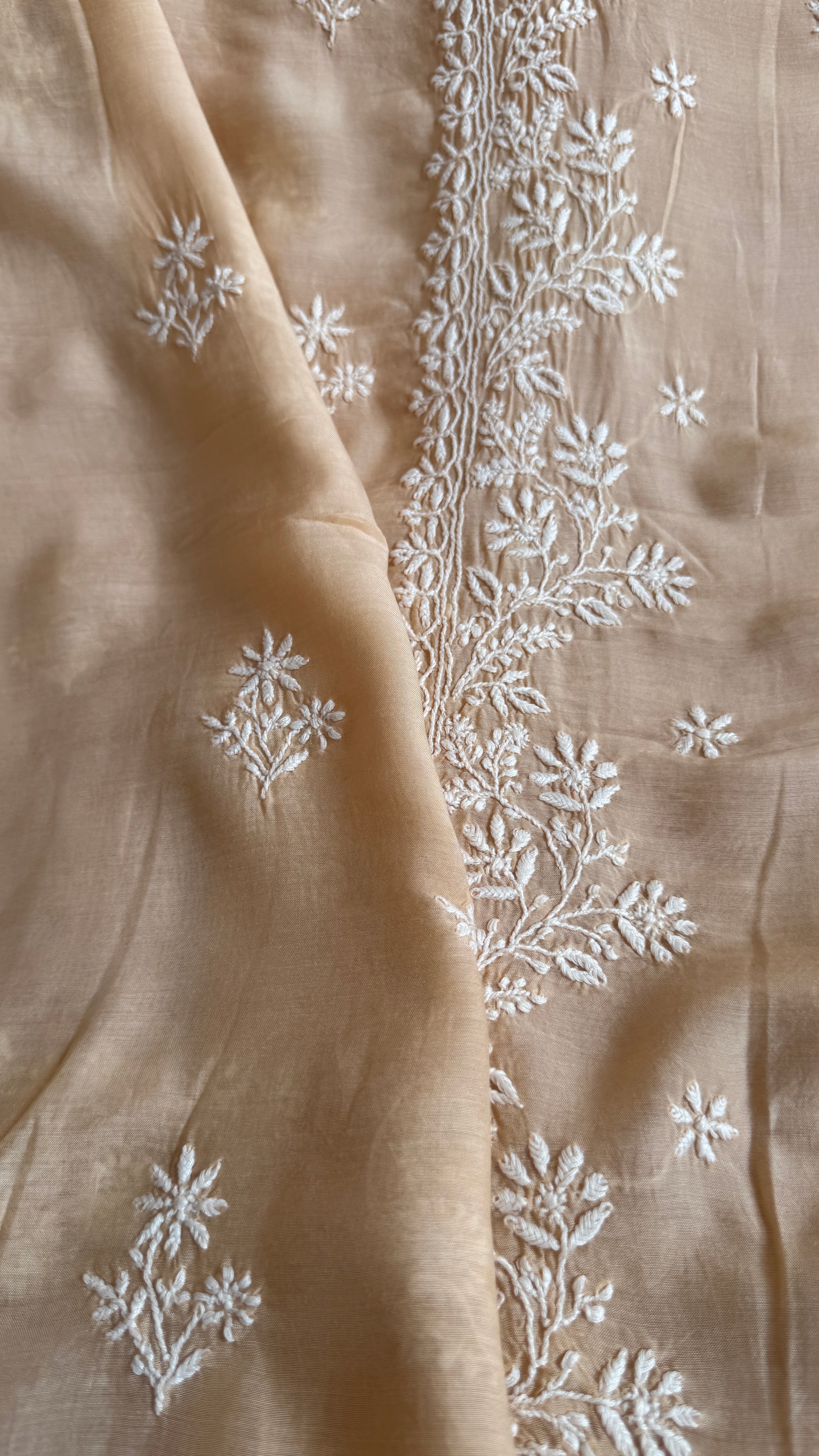 Pure Muslin kurti Length unstitched - Beige