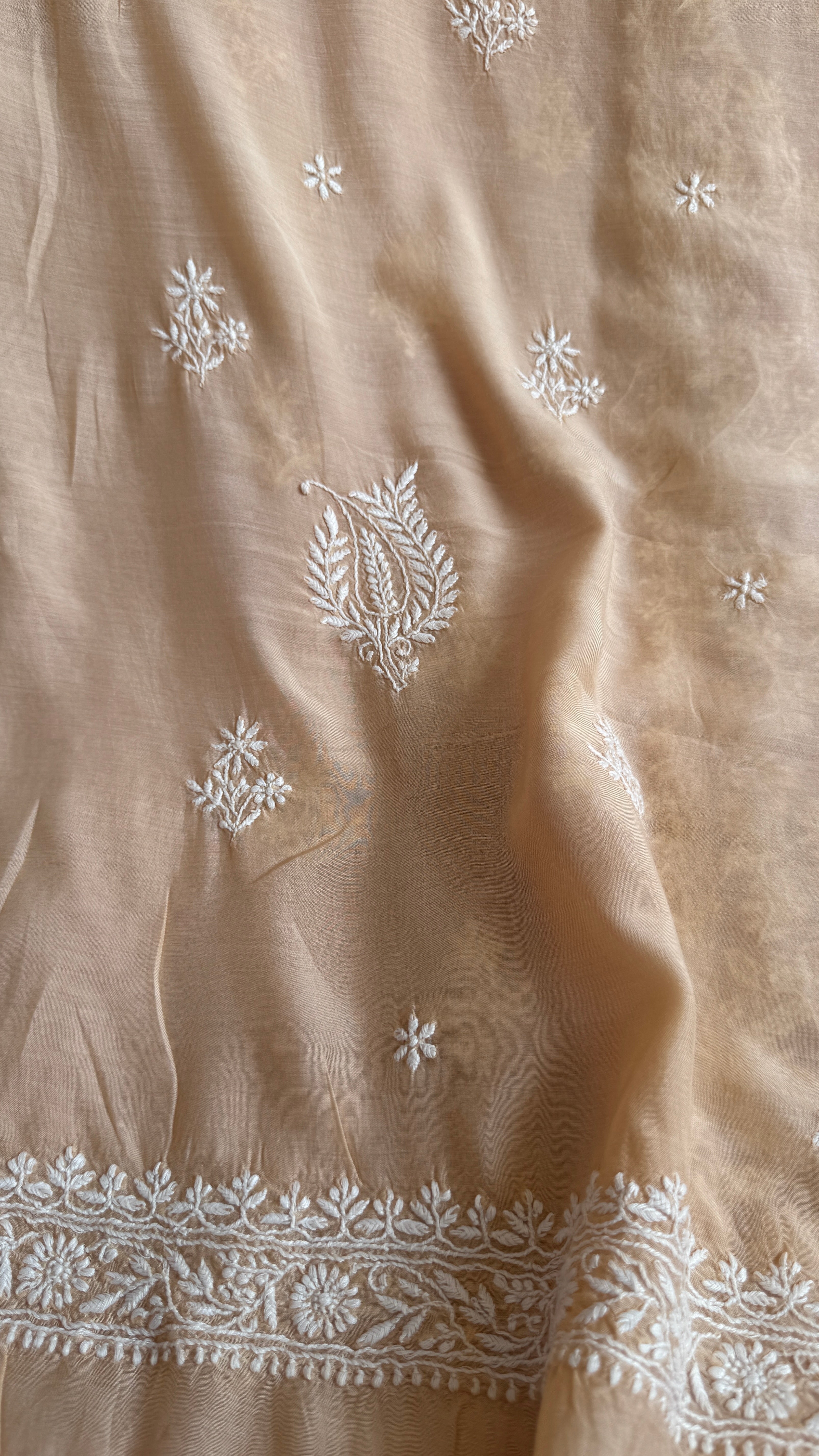 Pure Muslin kurti Length unstitched - Beige