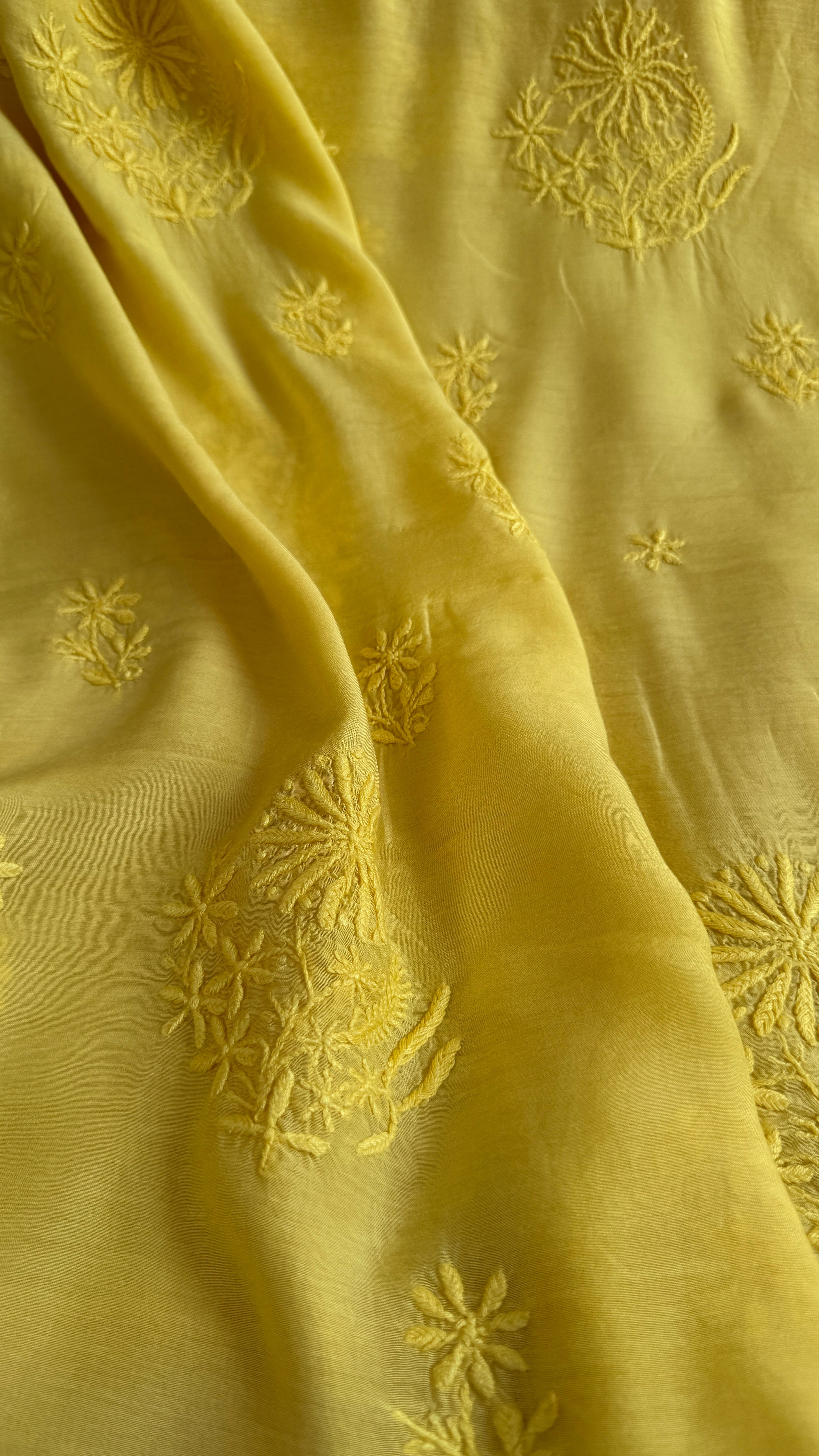 Pure Muslin kurti Length unstitched - Yellow
