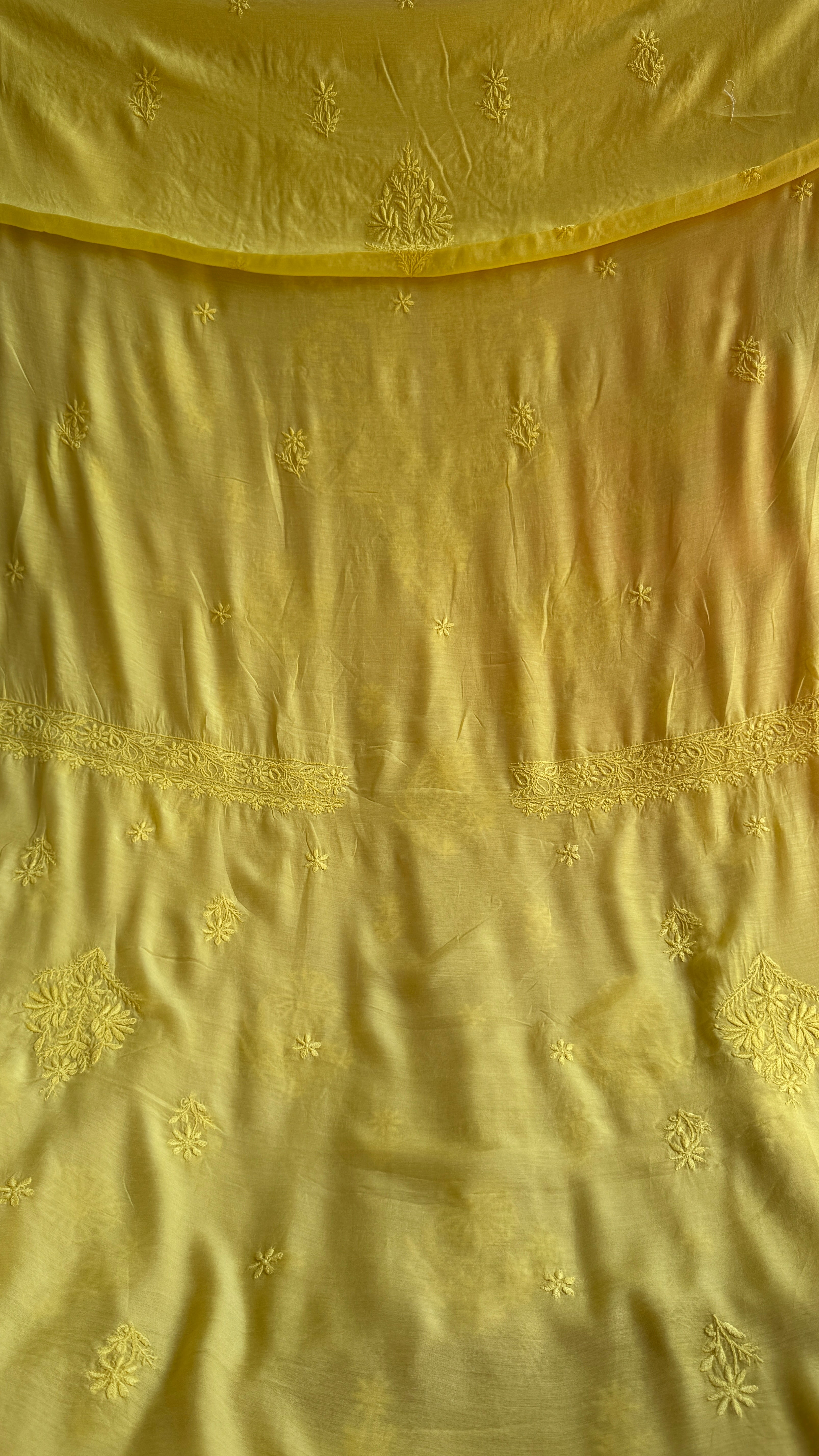 Pure Muslin kurti Length unstitched - Yellow