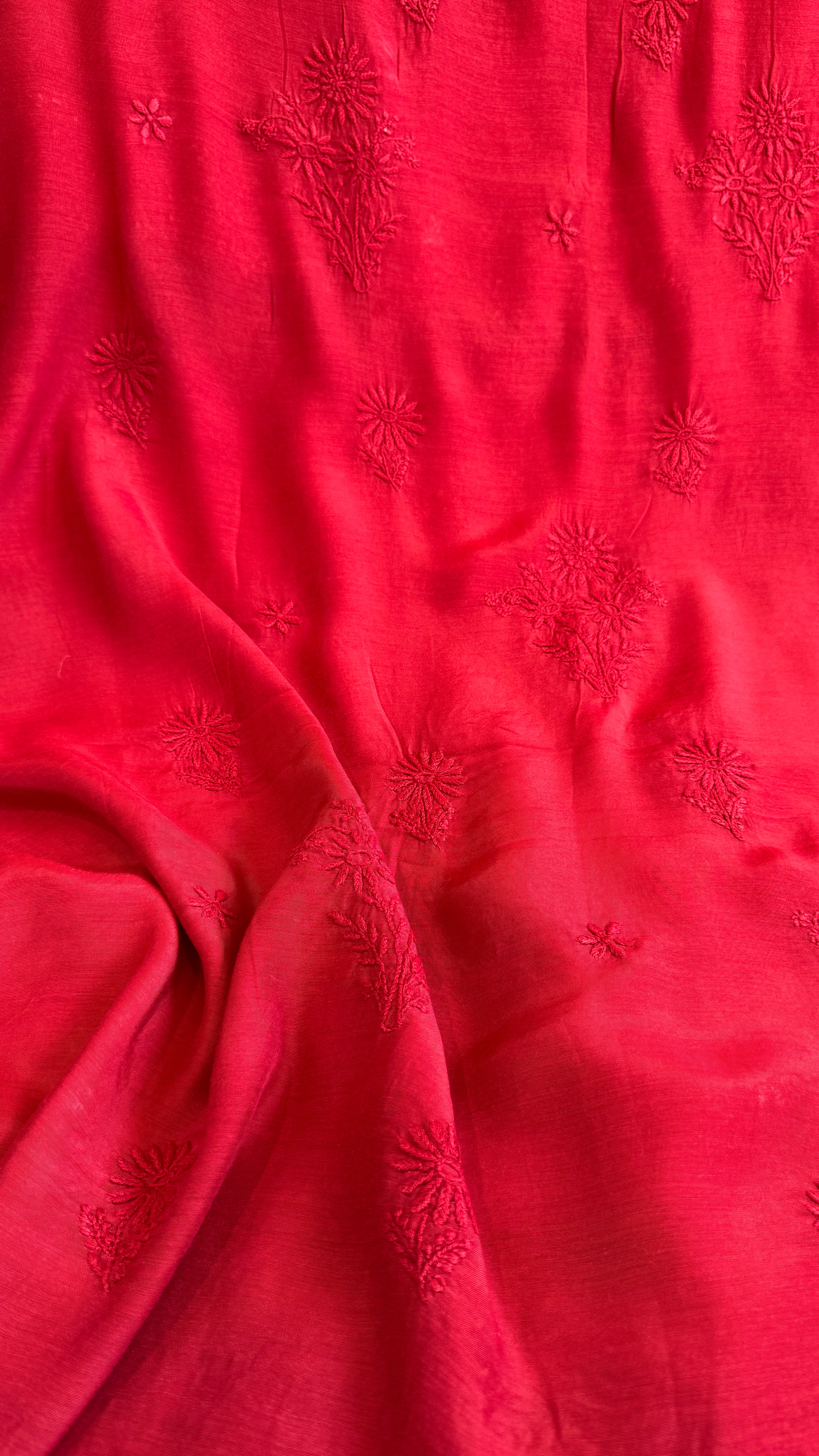 Pure Muslin kurti Length unstitched - Red