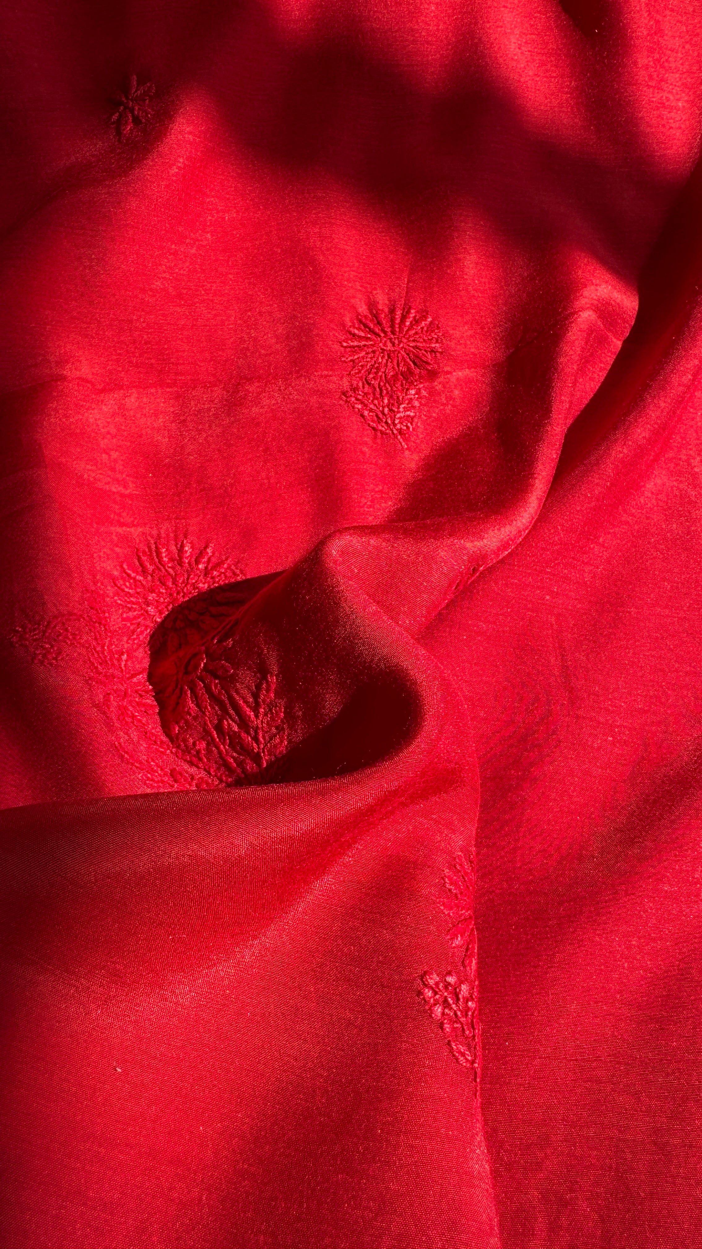 Pure Muslin kurti Length unstitched - Red