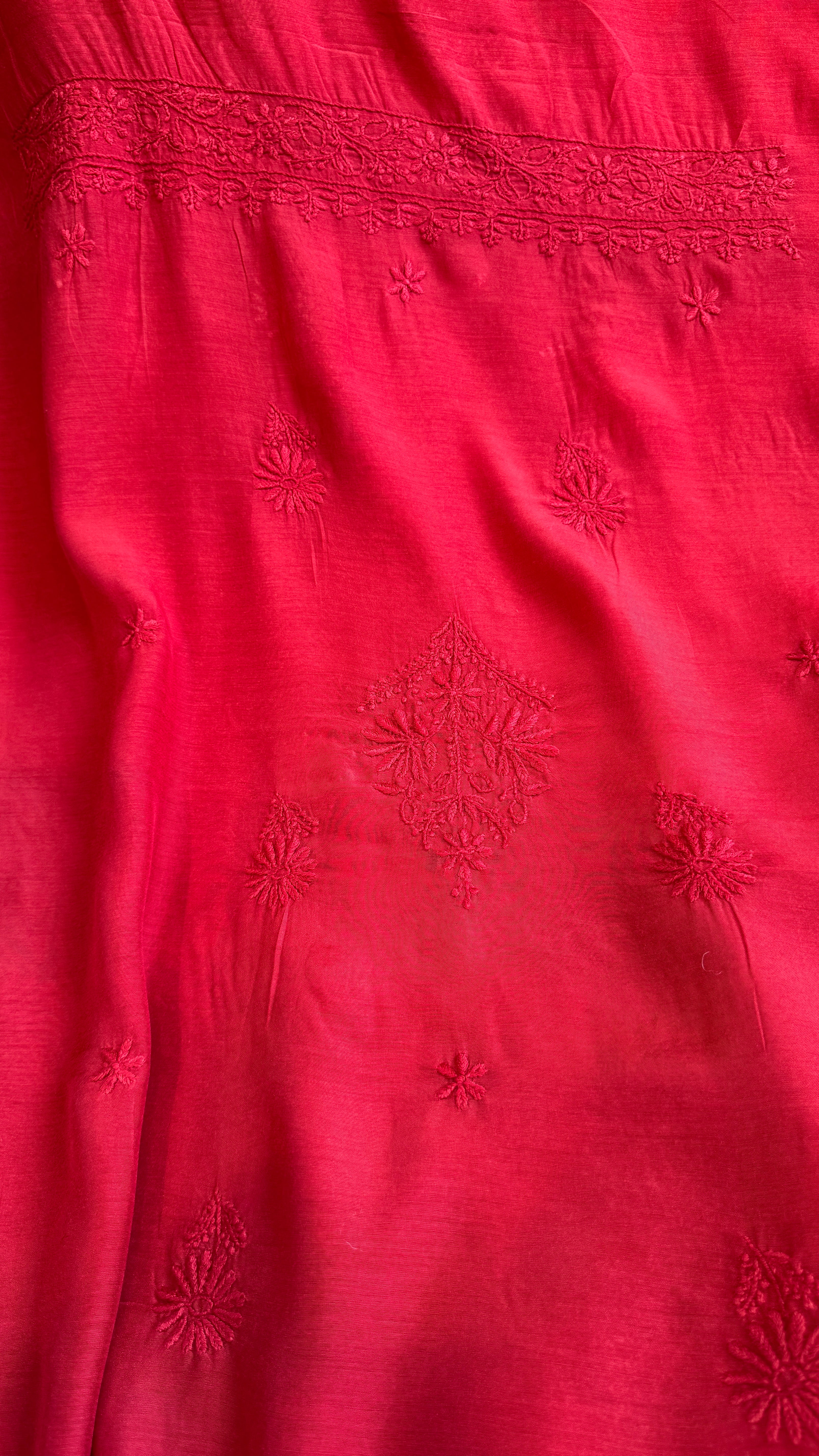 Pure Muslin kurti Length unstitched - Red