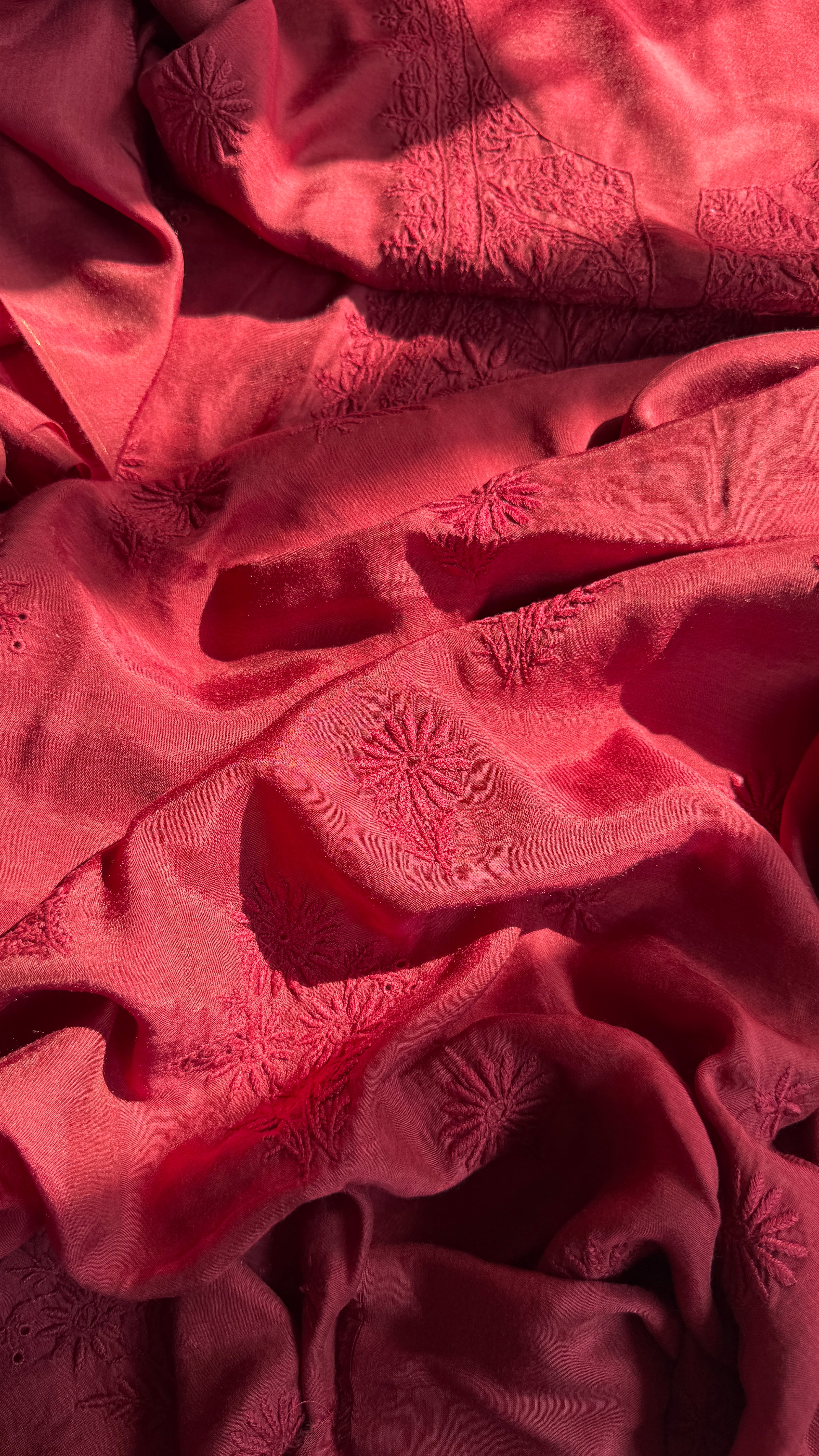 Pure Muslin kurti Length unstitched - Maroon