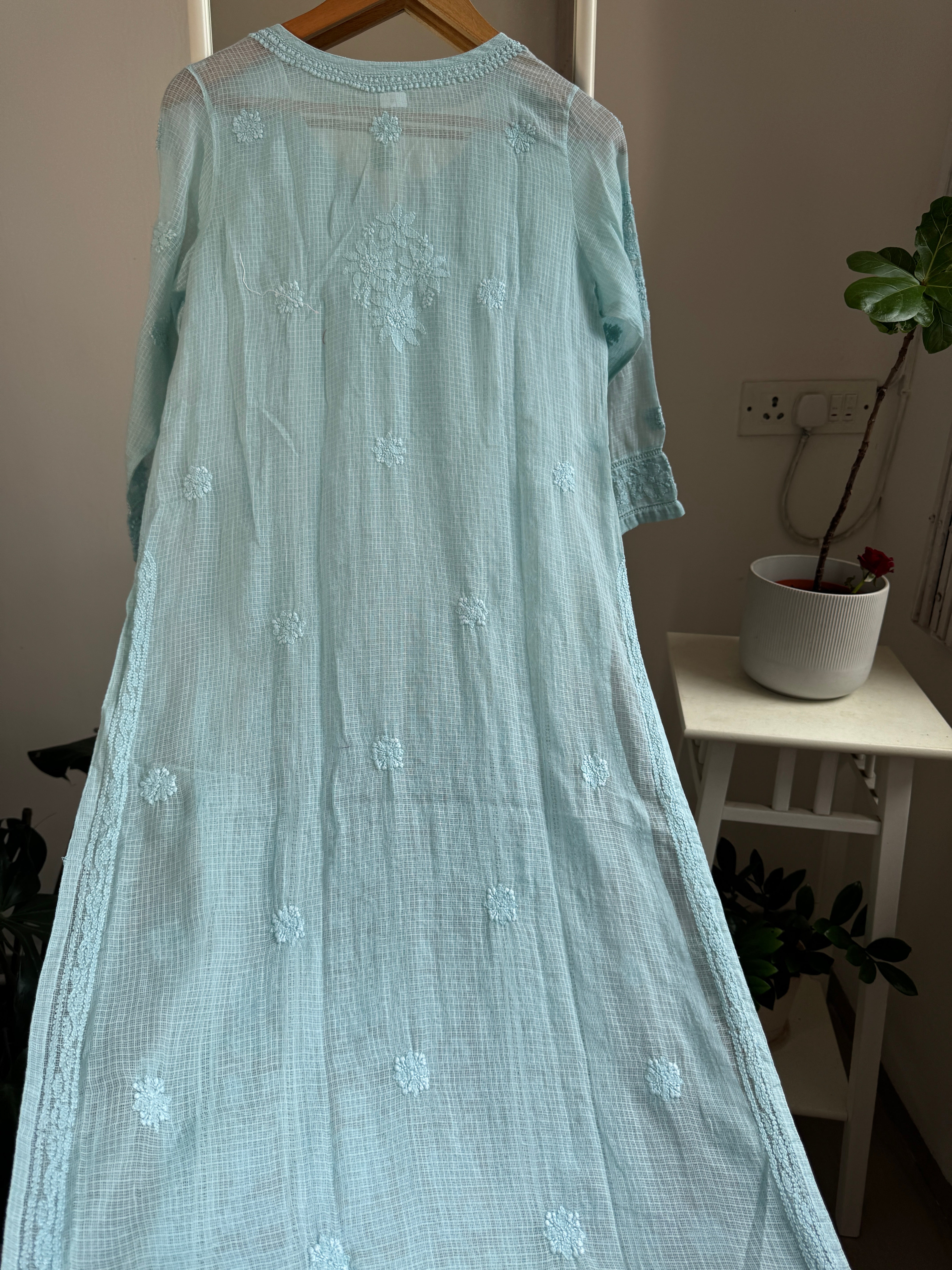 Kota Soft Cotton Chikankari Kurti - Turquoise blue - CHAND Collection (Copy) ARIAA CHIKANKARI 