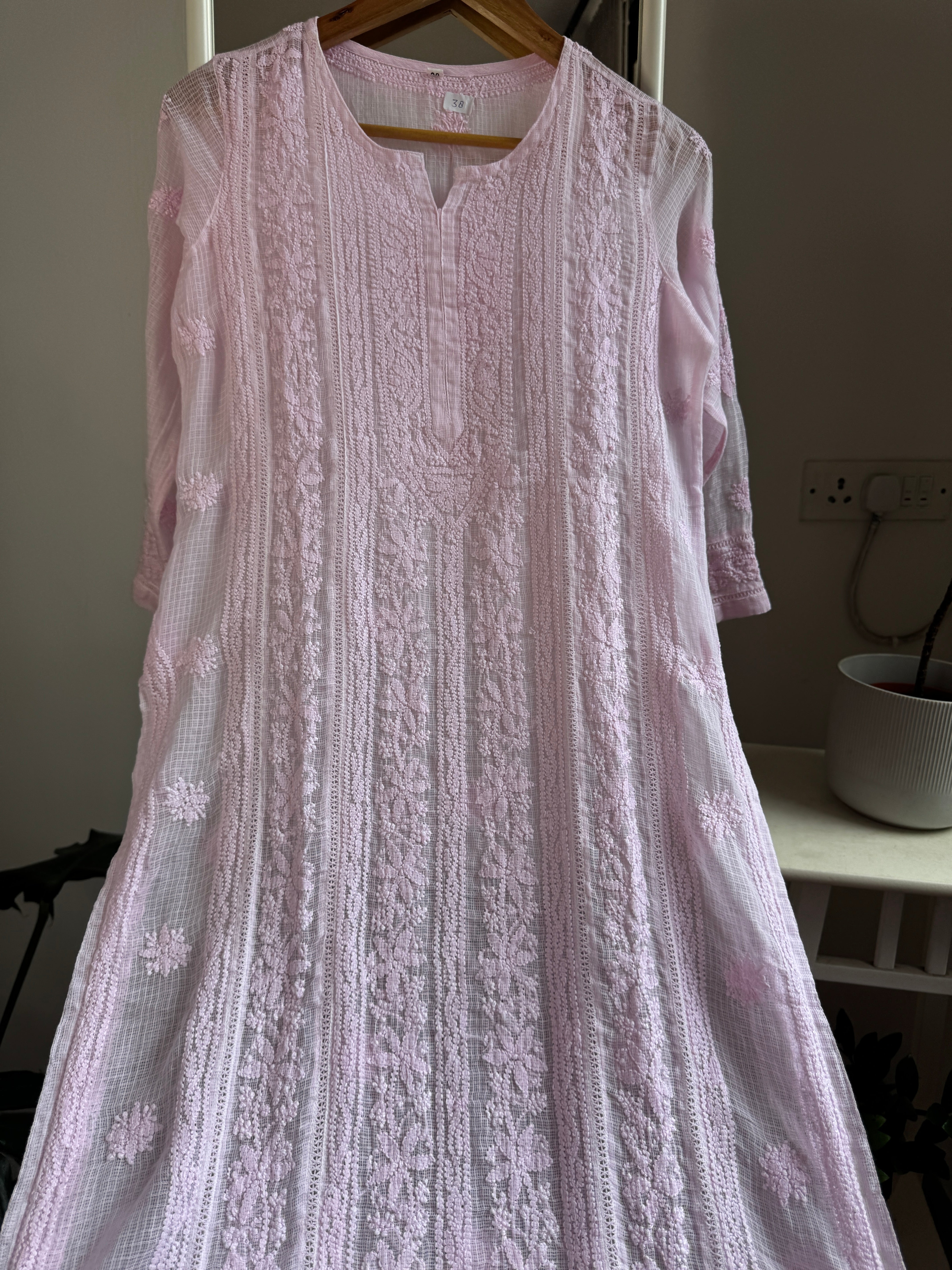 Kota Soft Cotton Chikankari Kurti - Pink - CHAND Collection ARIAA CHIKANKARI 