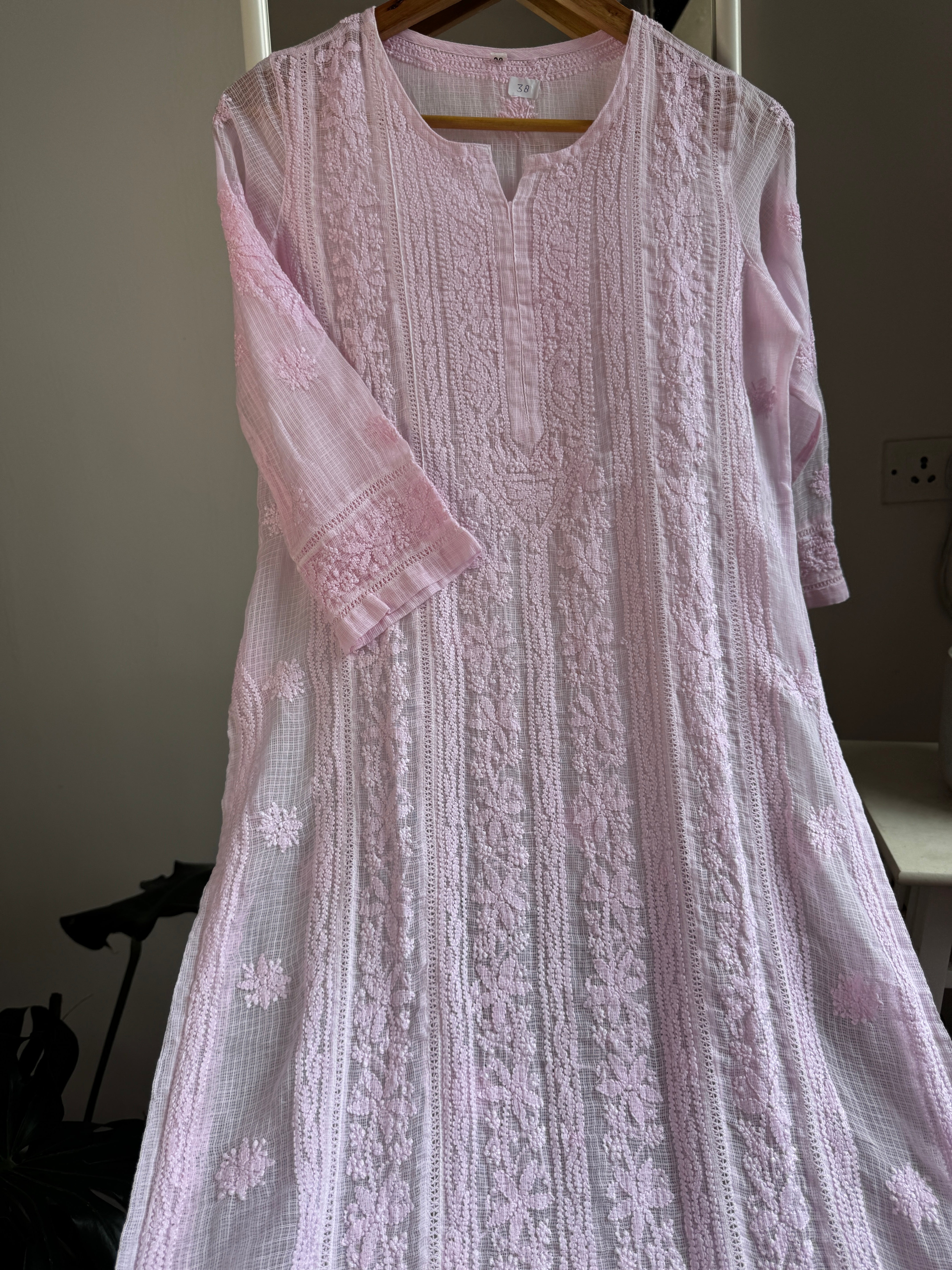 Kota Soft Cotton Chikankari Kurti - Pink - CHAND Collection ARIAA CHIKANKARI 