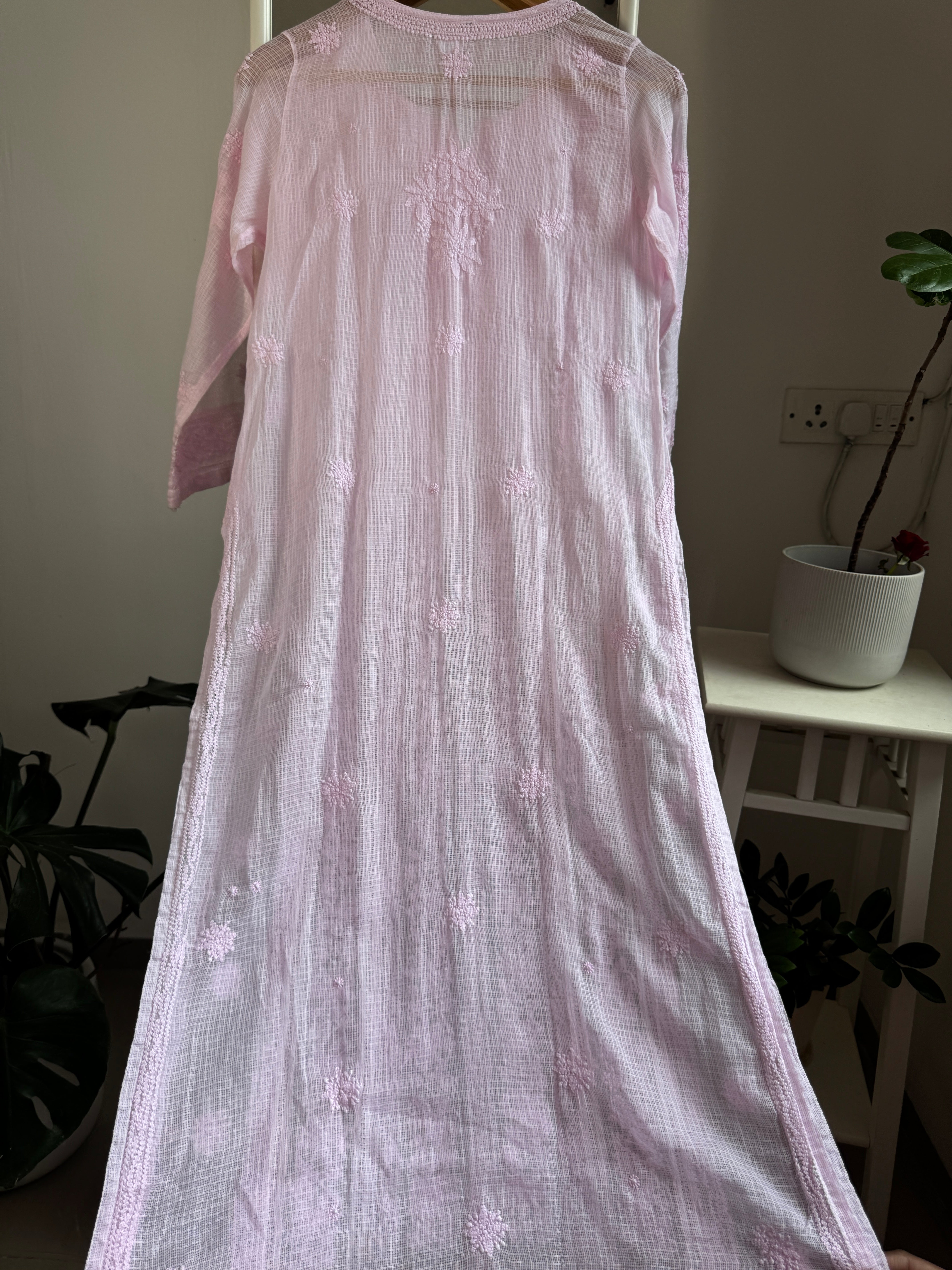 Kota Soft Cotton Chikankari Kurti - Pink - CHAND Collection ARIAA CHIKANKARI 