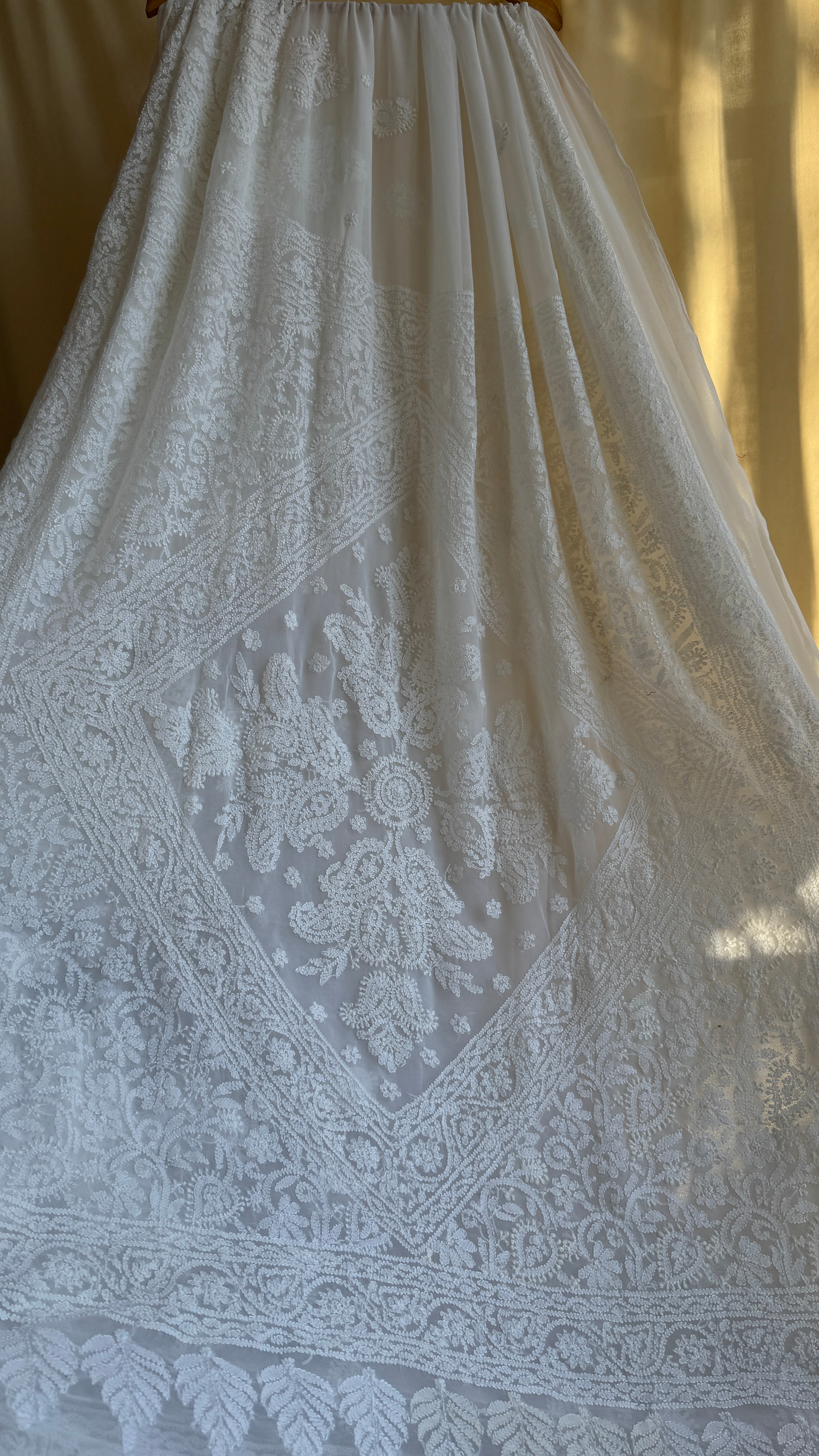 Georgette Chikankari saree in White