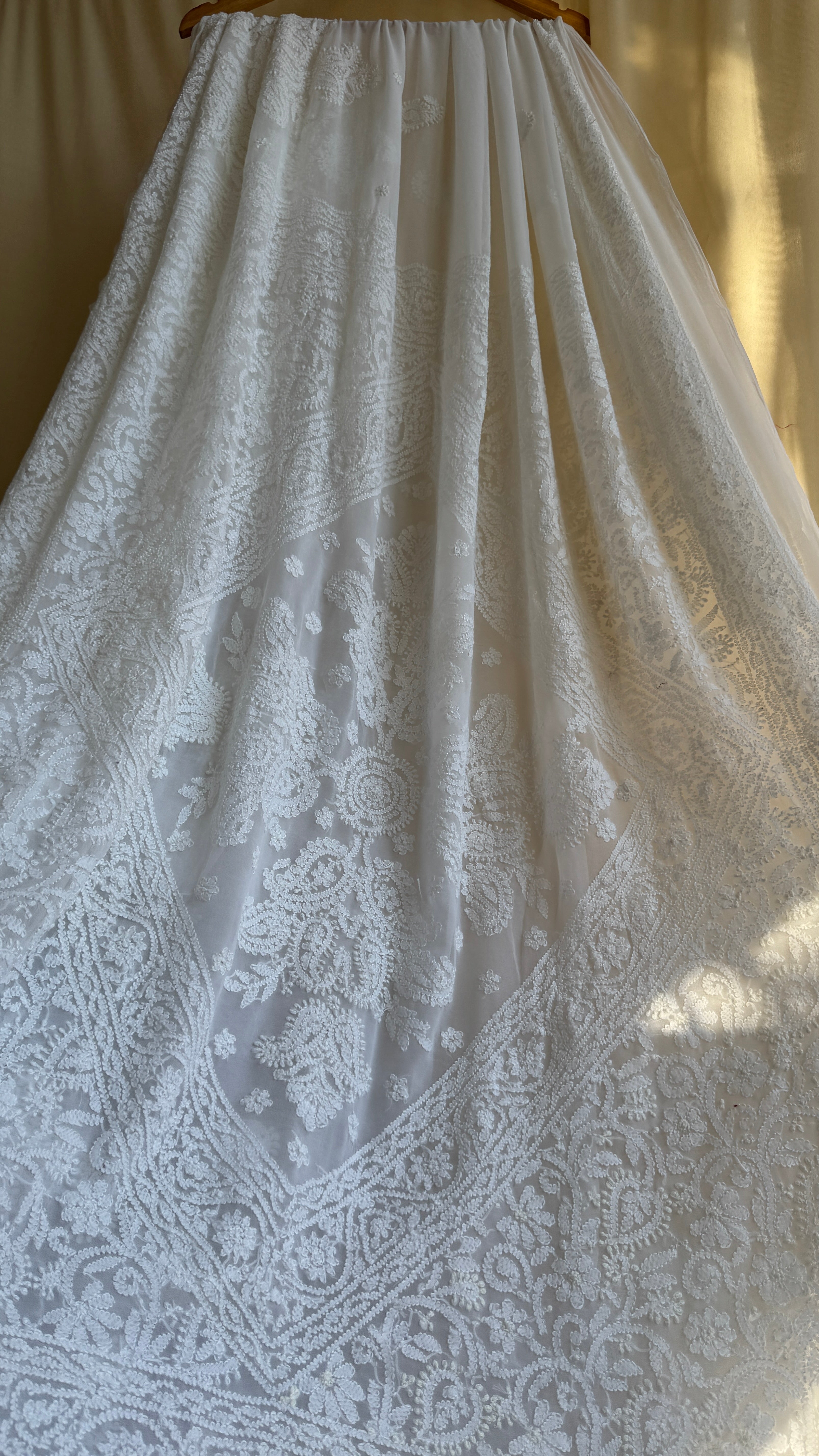 Georgette Chikankari saree in White