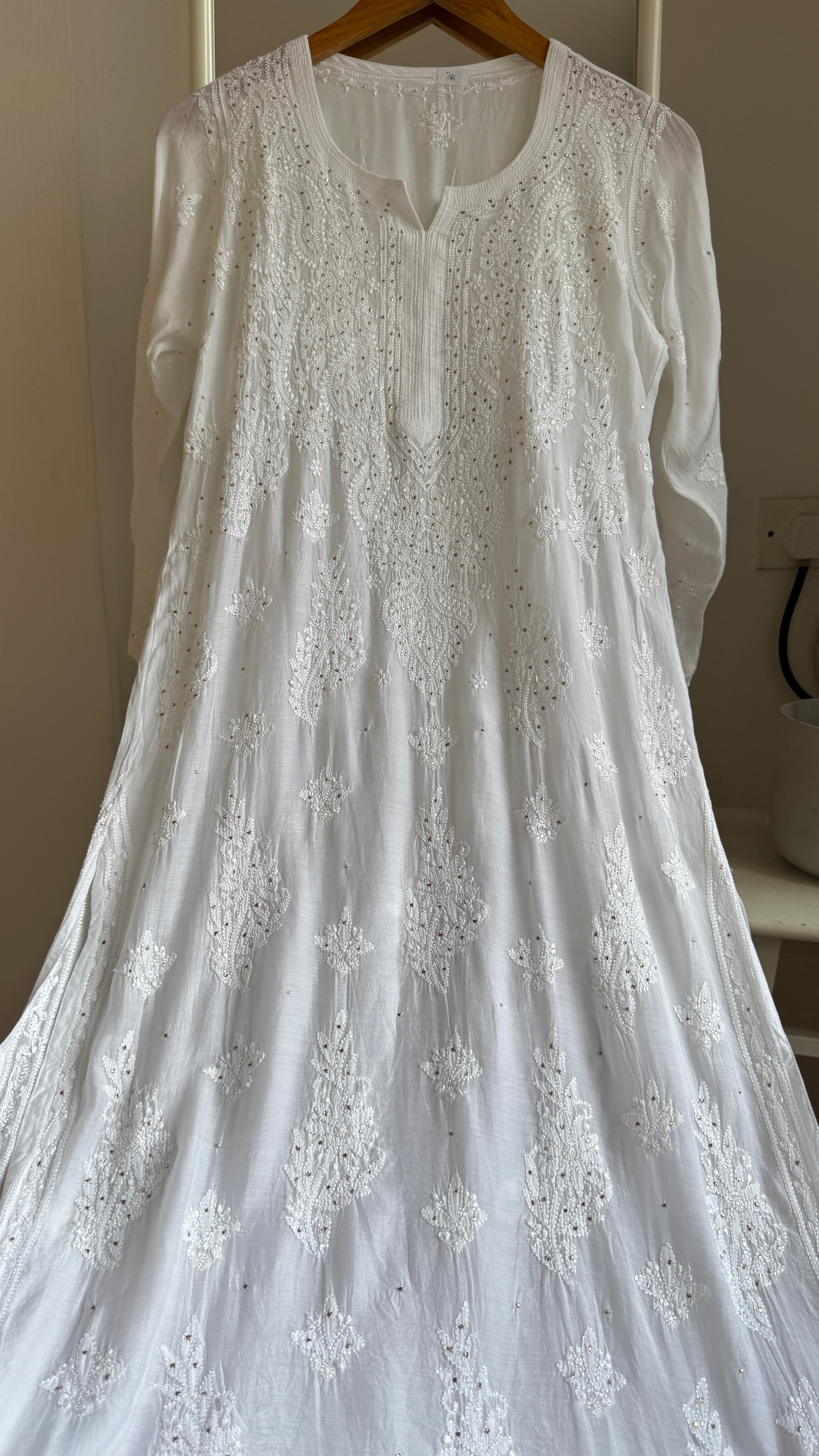 Muslin Chikankari Kurti with Mukaish work - White - Aayat Collection